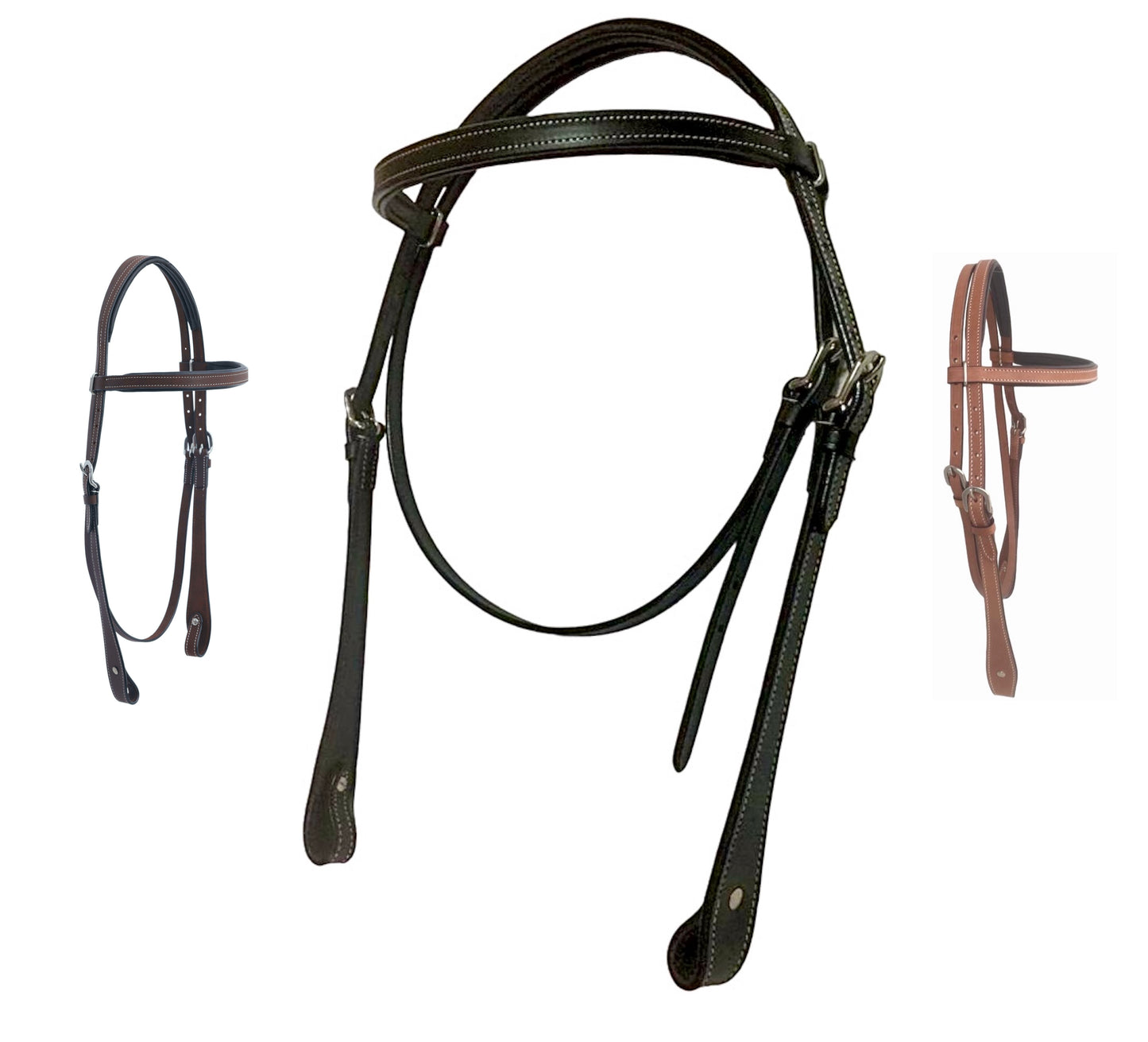 Majestic Ally Padded Leather Brow Band Headstall for Horses