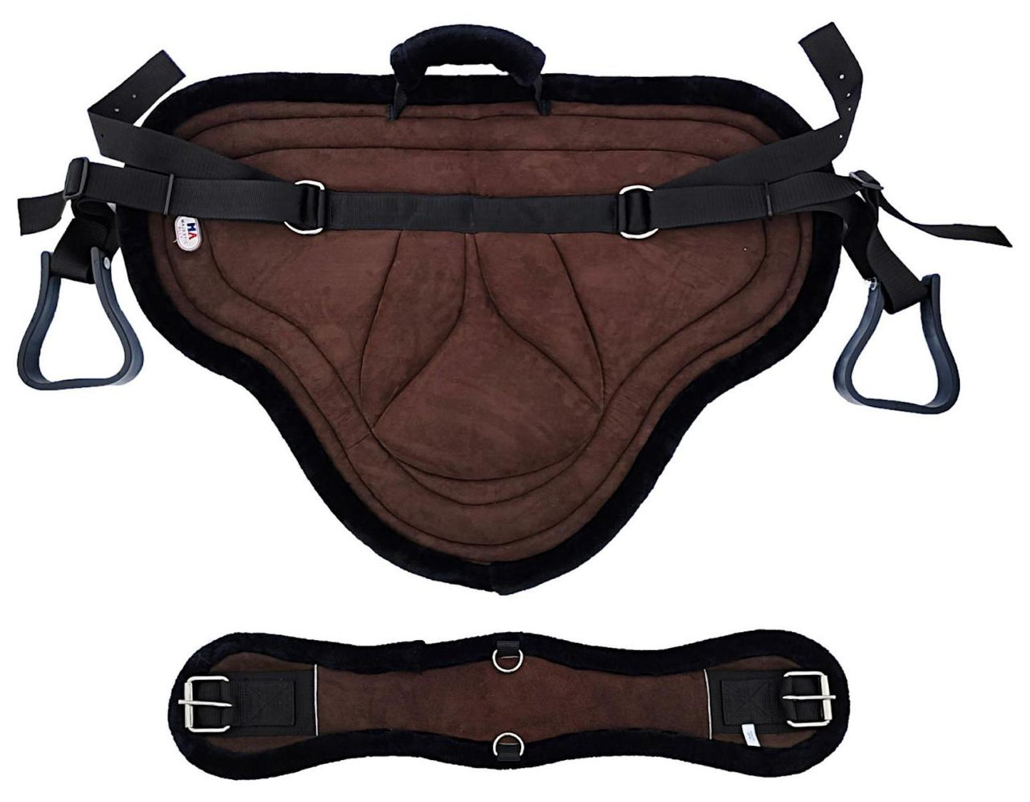 Majestic Ally Padded Suede Leather Bareback Pad Horse Riding Pad with Non Slip Breathable Girth & Stirrups