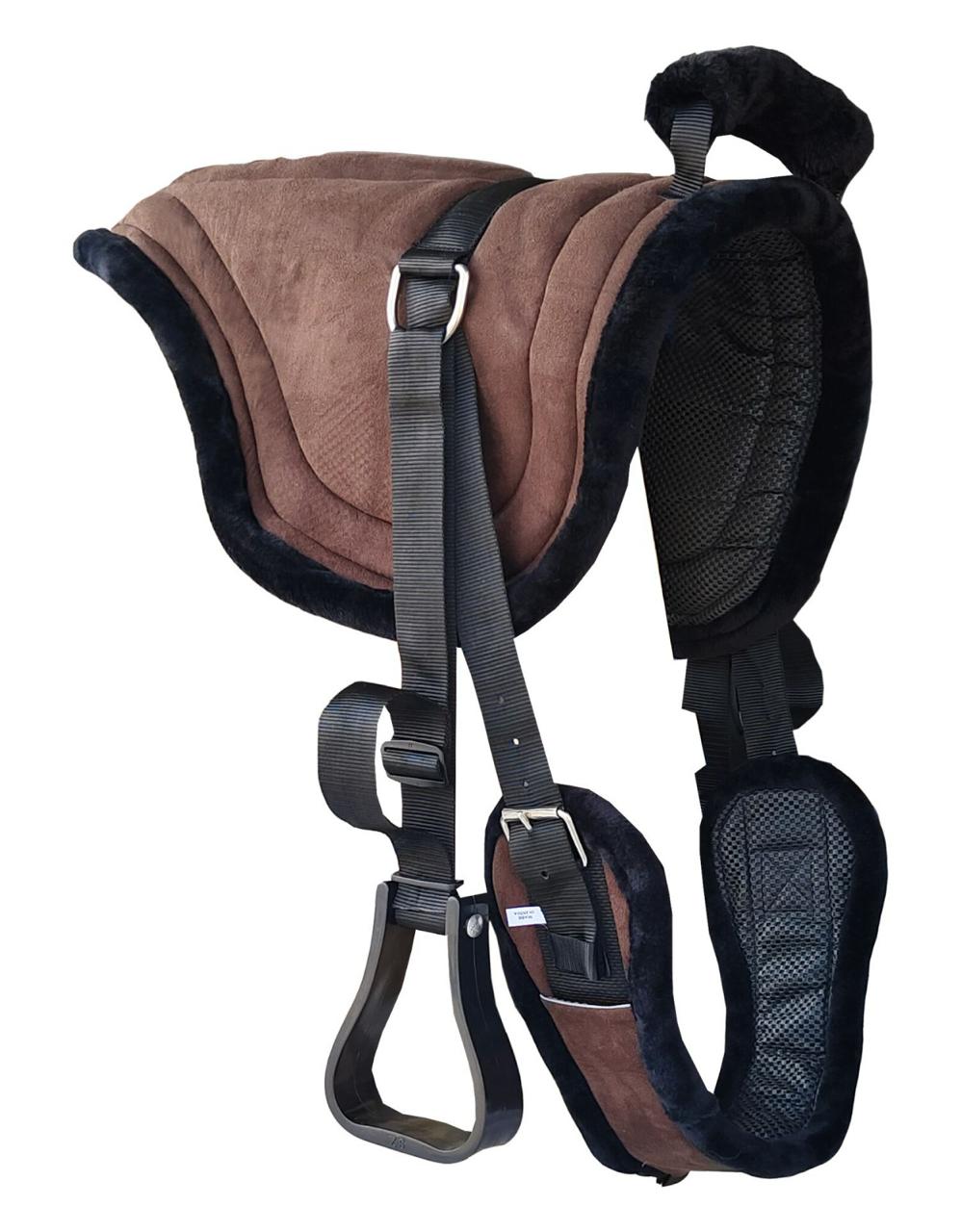 Majestic Ally Padded Suede Leather Bareback Pad Horse Riding Pad with Non Slip Breathable Girth & Stirrups