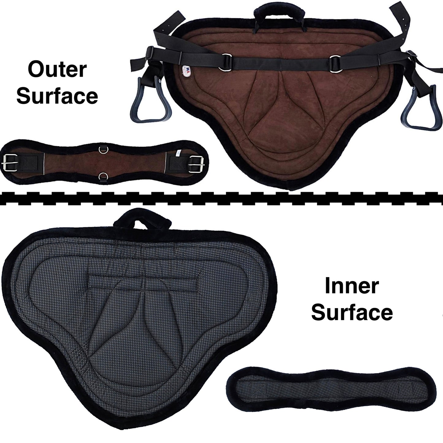 Majestic Ally Padded Suede Leather Bareback Pad Horse Riding Pad with Non Slip Breathable Girth & Stirrups