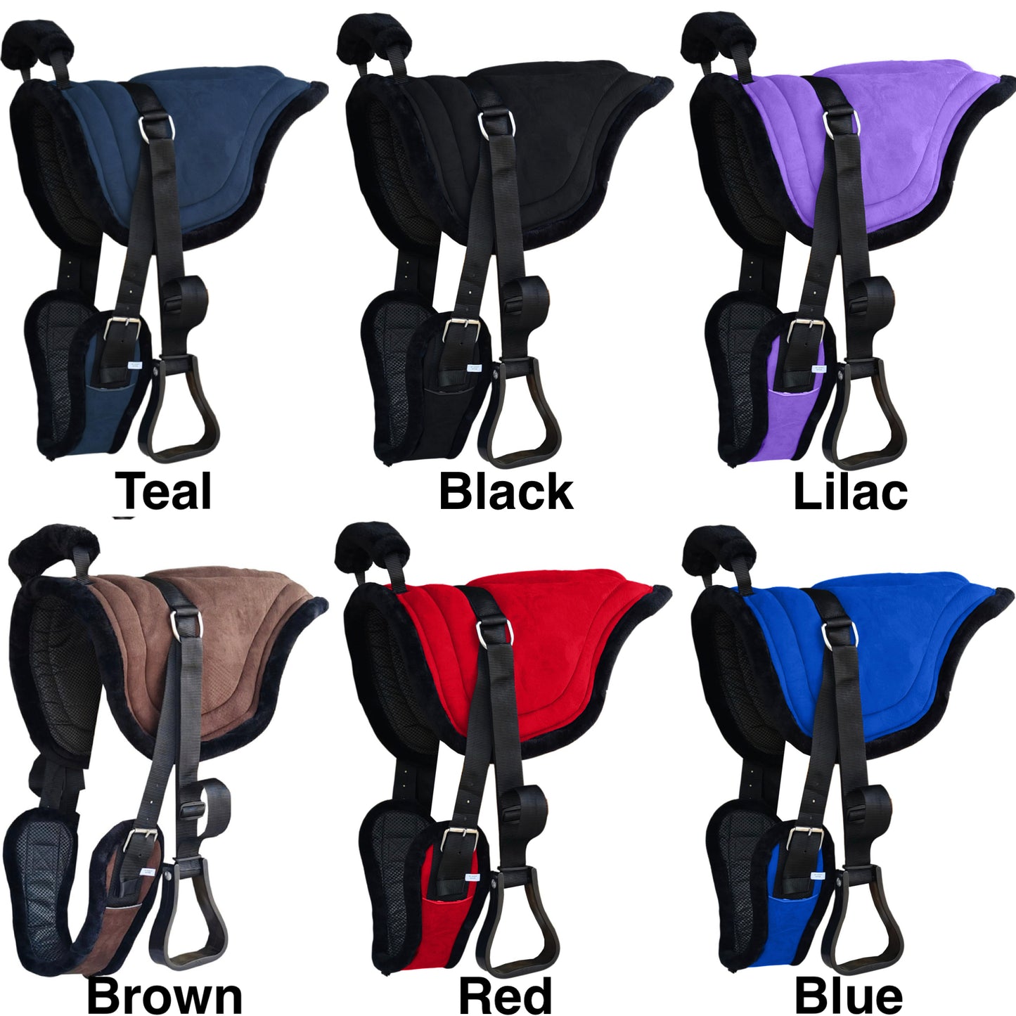 Majestic Ally Padded Suede Leather Bareback Pad Horse Riding Pad with Non Slip Breathable Girth & Stirrups