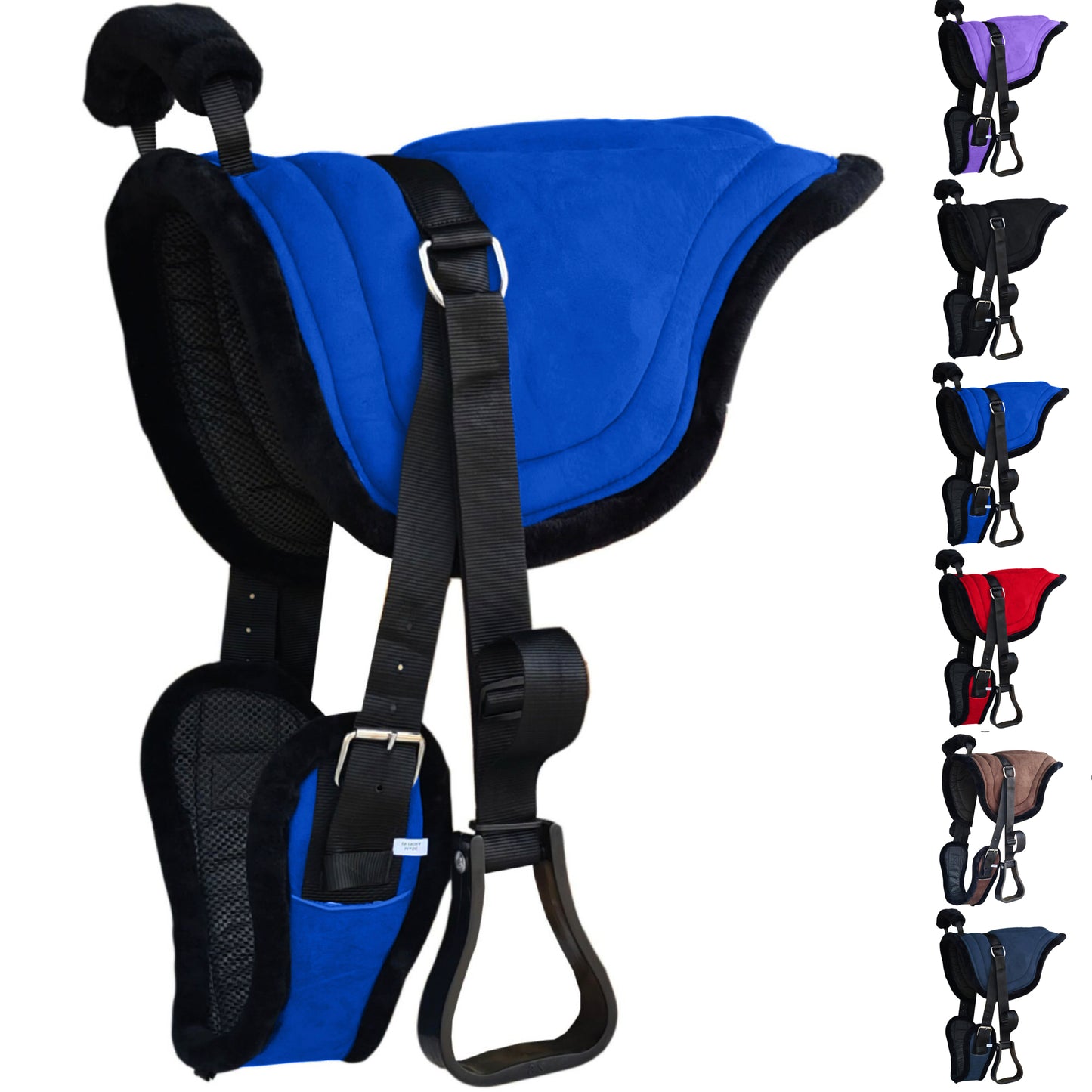 Majestic Ally Padded Suede Leather Bareback Pad Horse Riding Pad with Non Slip Breathable Girth & Stirrups