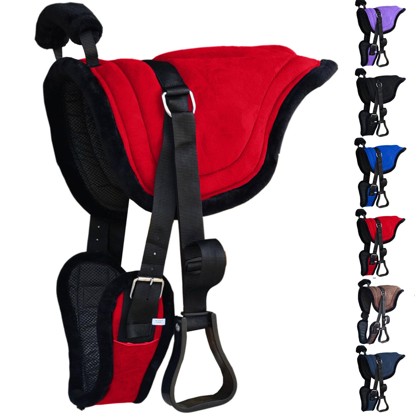 Majestic Ally Padded Suede Leather Bareback Pad Horse Riding Pad with Non Slip Breathable Girth & Stirrups
