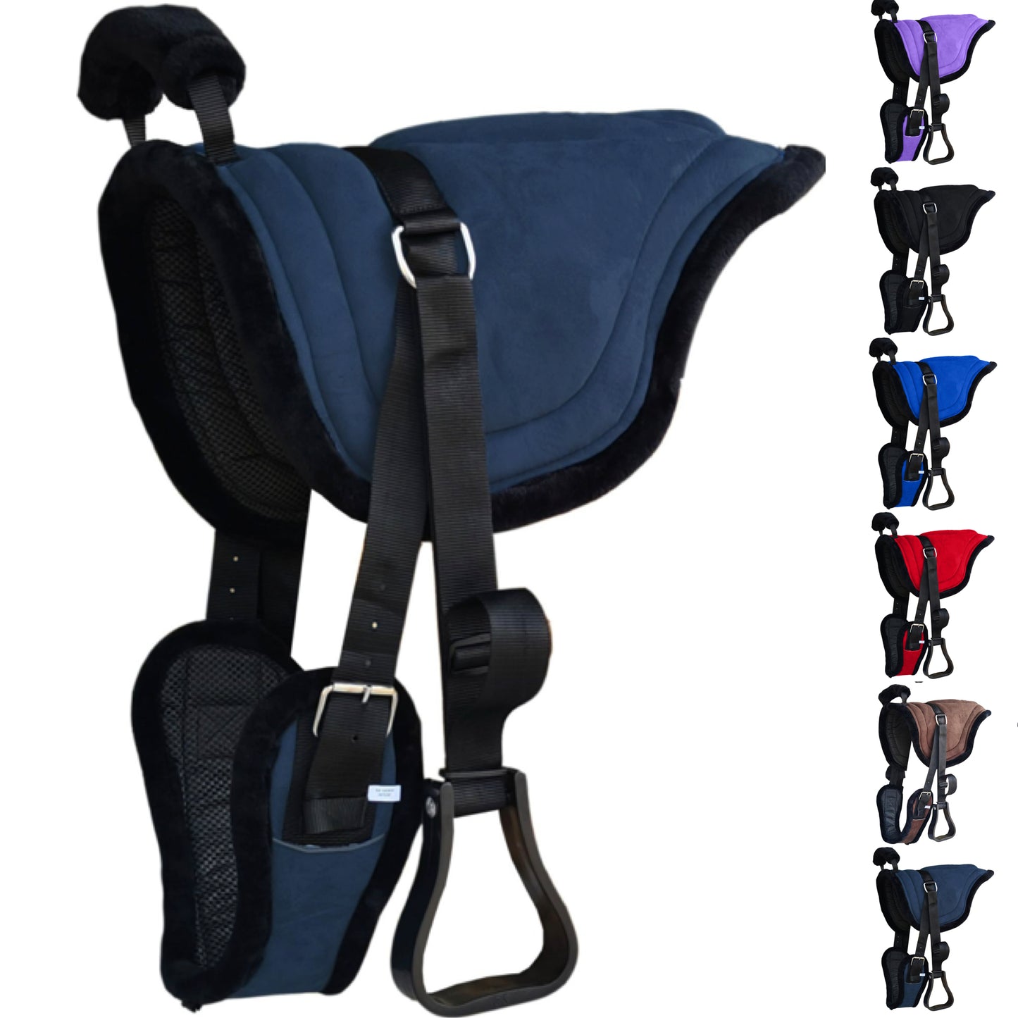 Majestic Ally Padded Suede Leather Bareback Pad Horse Riding Pad with Non Slip Breathable Girth & Stirrups