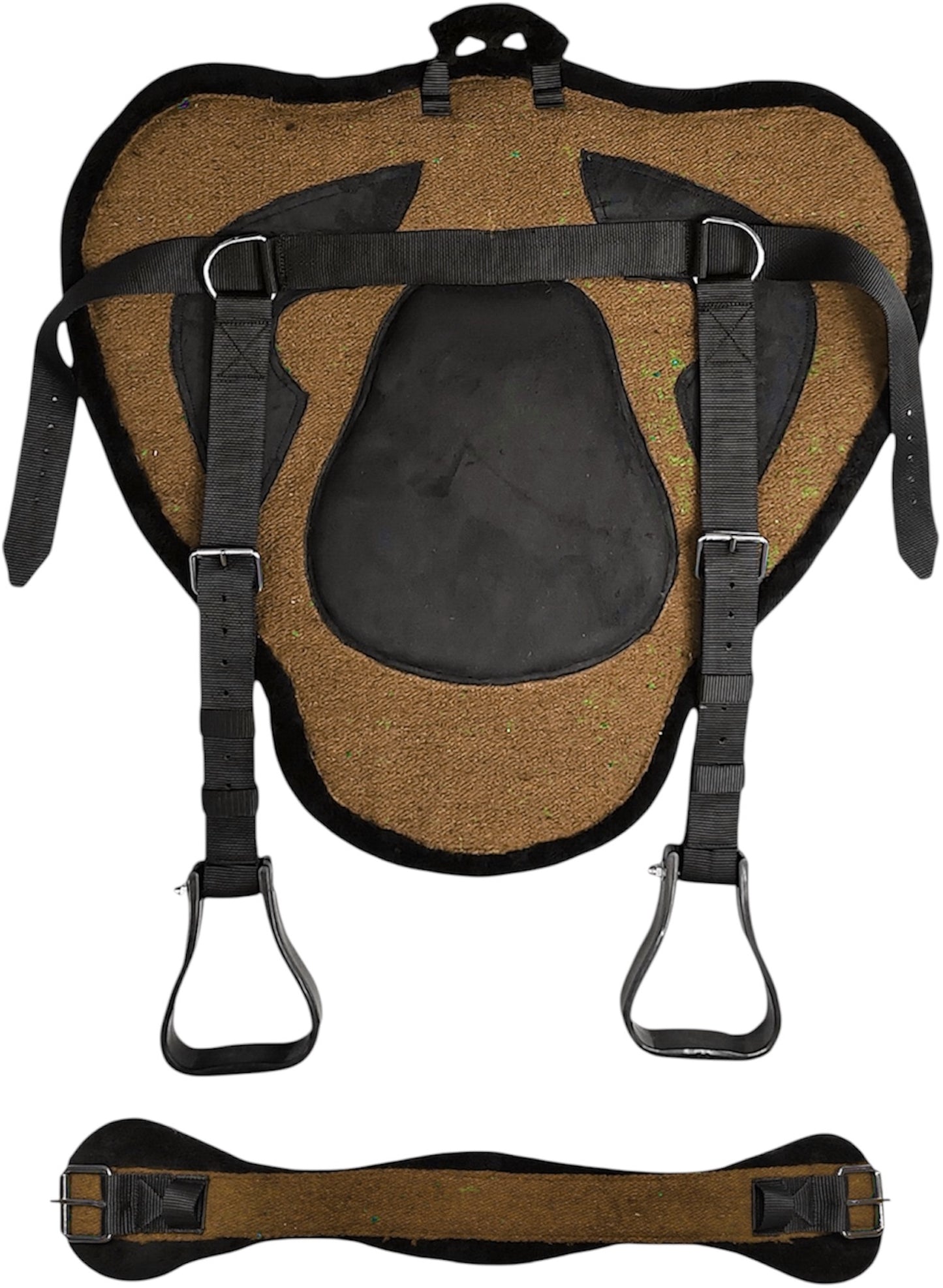 Majestic Ally Solid Bareback Pad Sued Padded Sheet with Girth & Stirrups