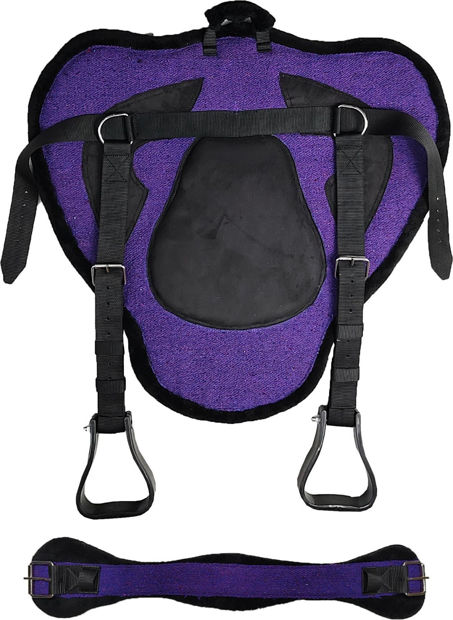 Majestic Ally Solid Bareback Pad Sued Padded Sheet with Girth & Stirrups
