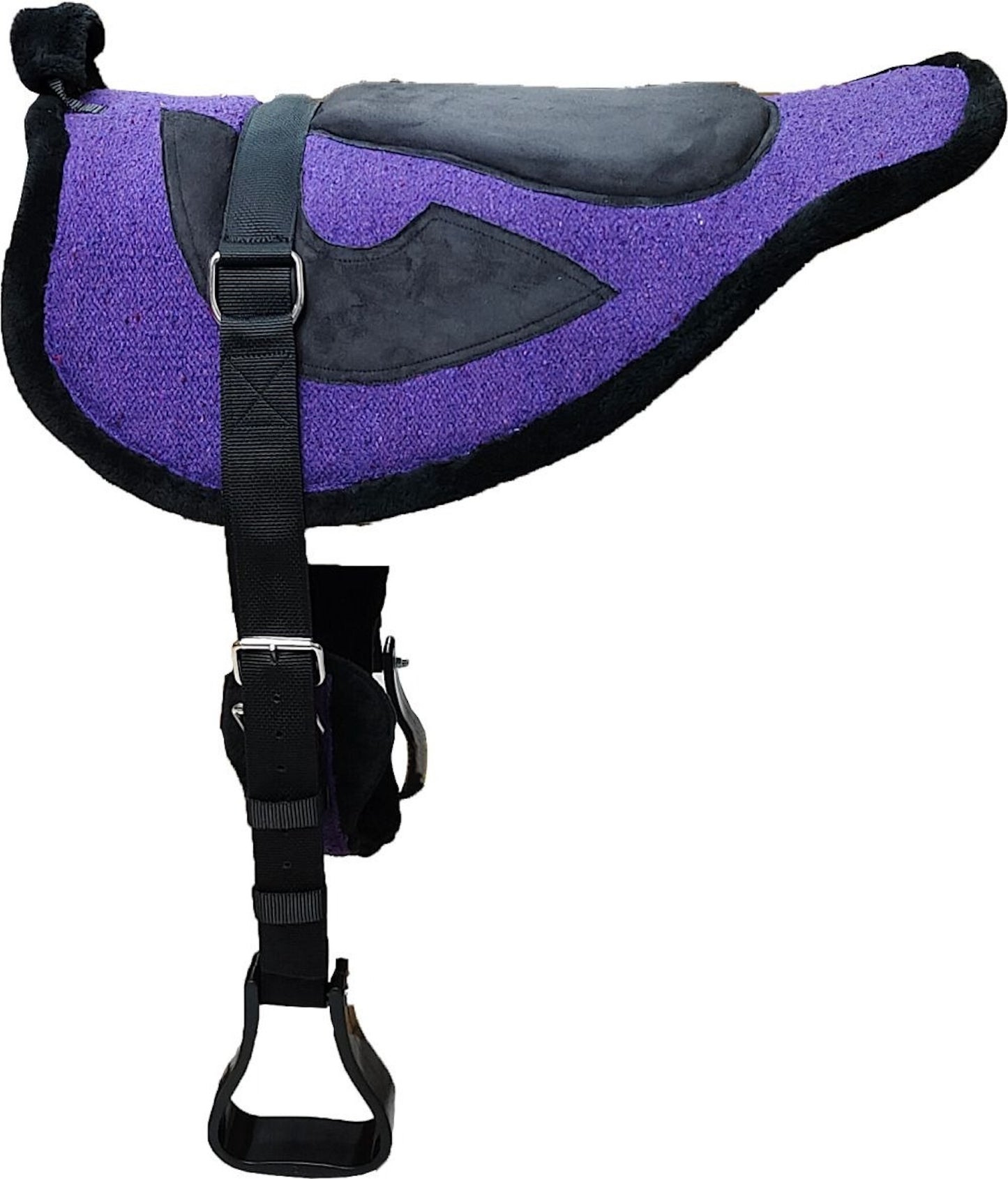 Majestic Ally Solid Bareback Pad Sued Padded Sheet with Girth & Stirrups