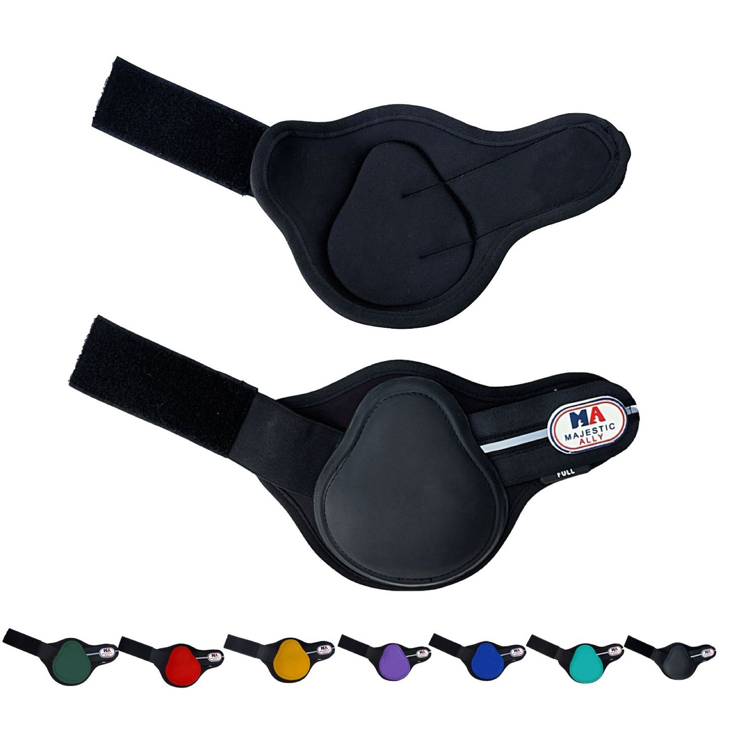 Majestic Ally Horse Leg Protection Fetlock and Tendon Boots Set, PU Shell, Neoprene Lining, Hook and Loop Closures, Multiple Colors and Sizes