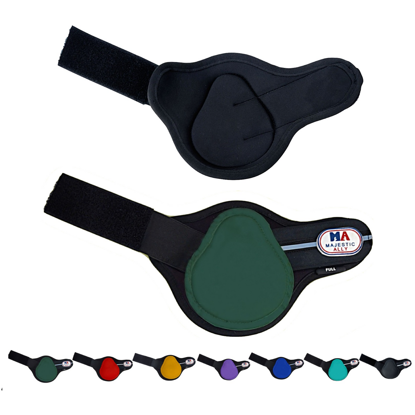 Majestic Ally Horse Leg Protection Fetlock and Tendon Boots Set, PU Shell, Neoprene Lining, Hook and Loop Closures, Multiple Colors and Sizes
