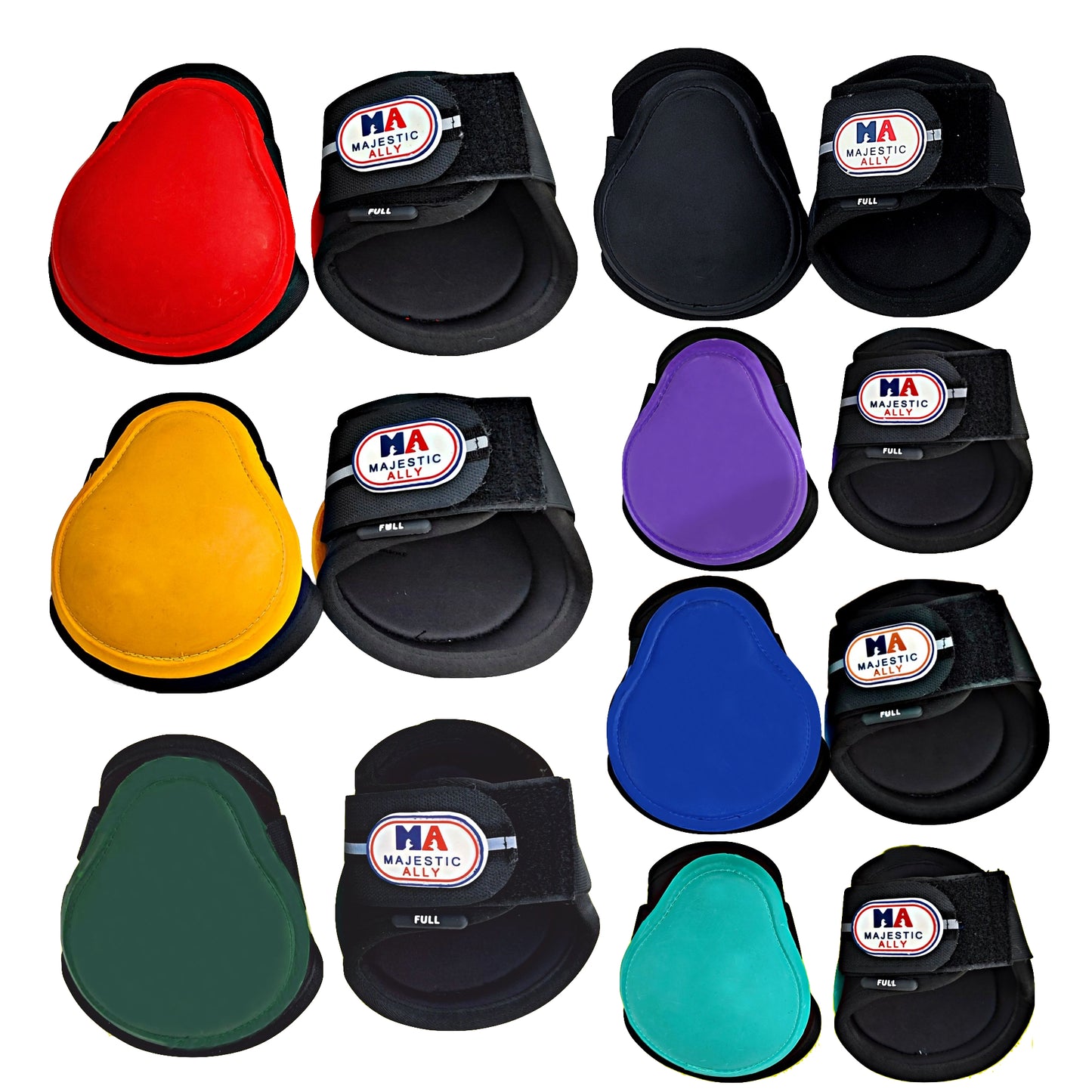 Majestic Ally Horse Leg Protection Fetlock and Tendon Boots Set, PU Shell, Neoprene Lining, Hook and Loop Closures, Multiple Colors and Sizes