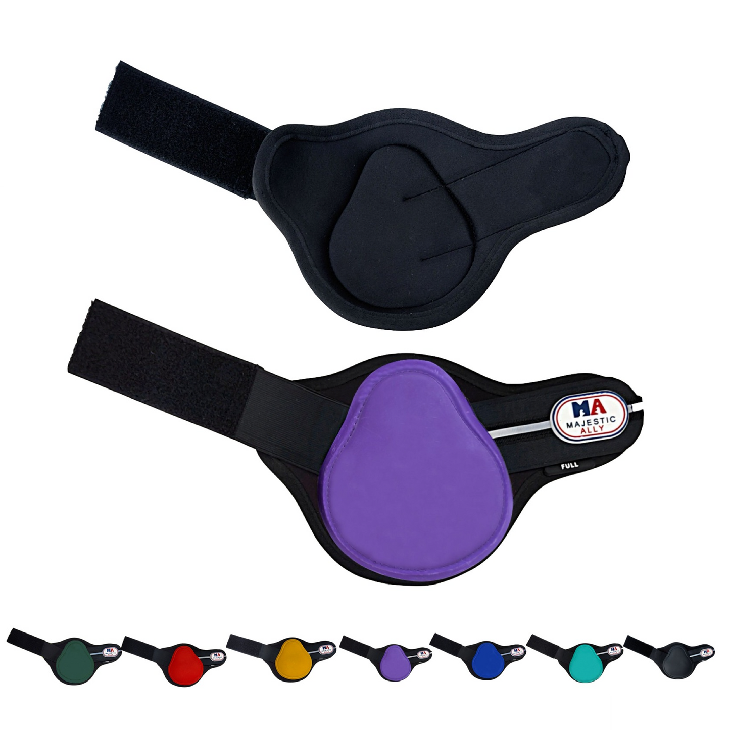 Majestic Ally Horse Leg Protection Fetlock and Tendon Boots Set, PU Shell, Neoprene Lining, Hook and Loop Closures, Multiple Colors and Sizes