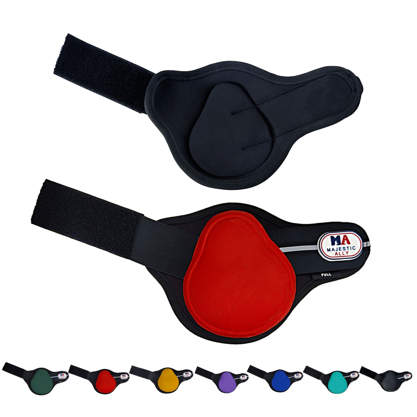 Majestic Ally Horse Leg Protection Fetlock and Tendon Boots Set, PU Shell, Neoprene Lining, Hook and Loop Closures, Multiple Colors and Sizes