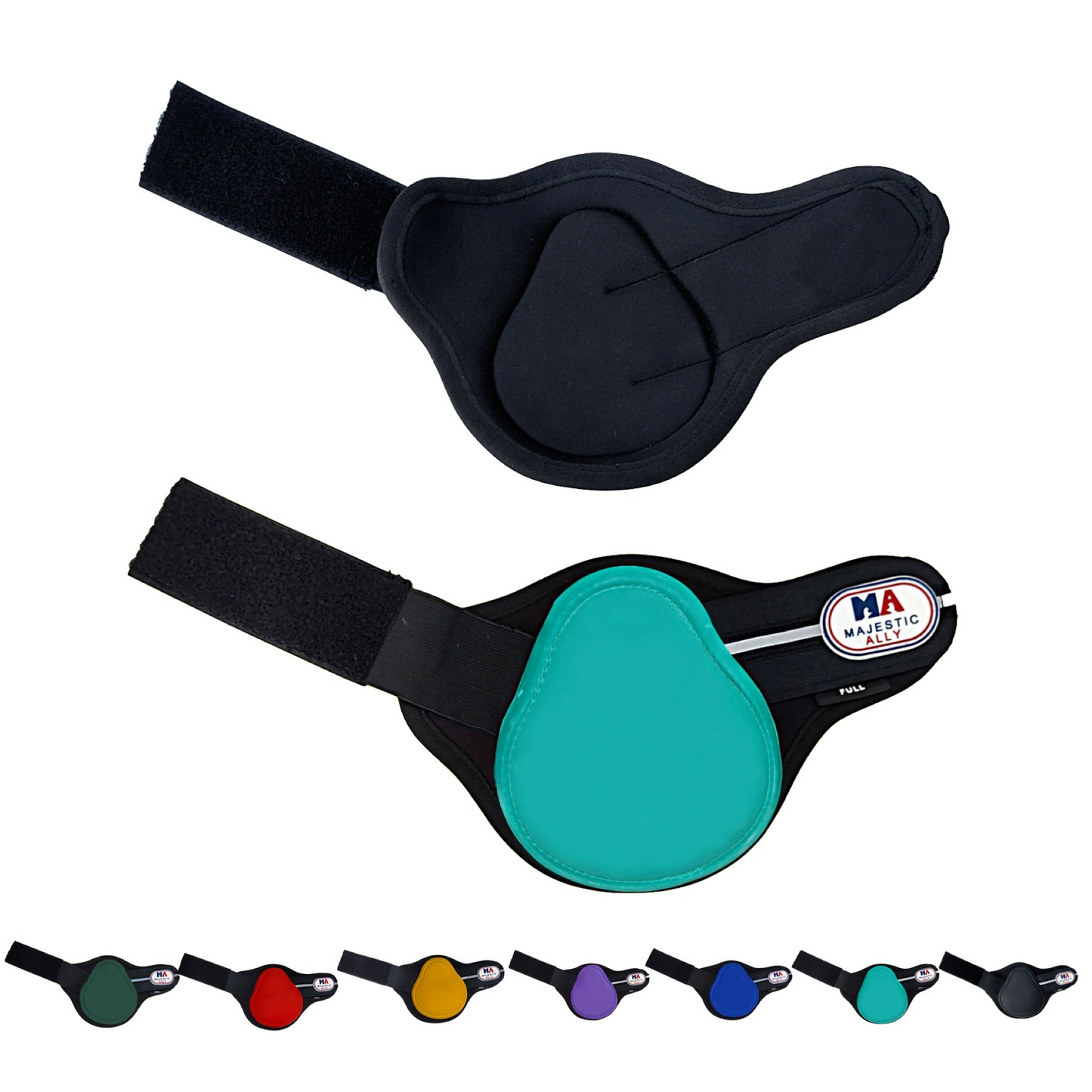 Majestic Ally Horse Leg Protection Fetlock and Tendon Boots Set, PU Shell, Neoprene Lining, Hook and Loop Closures, Multiple Colors and Sizes