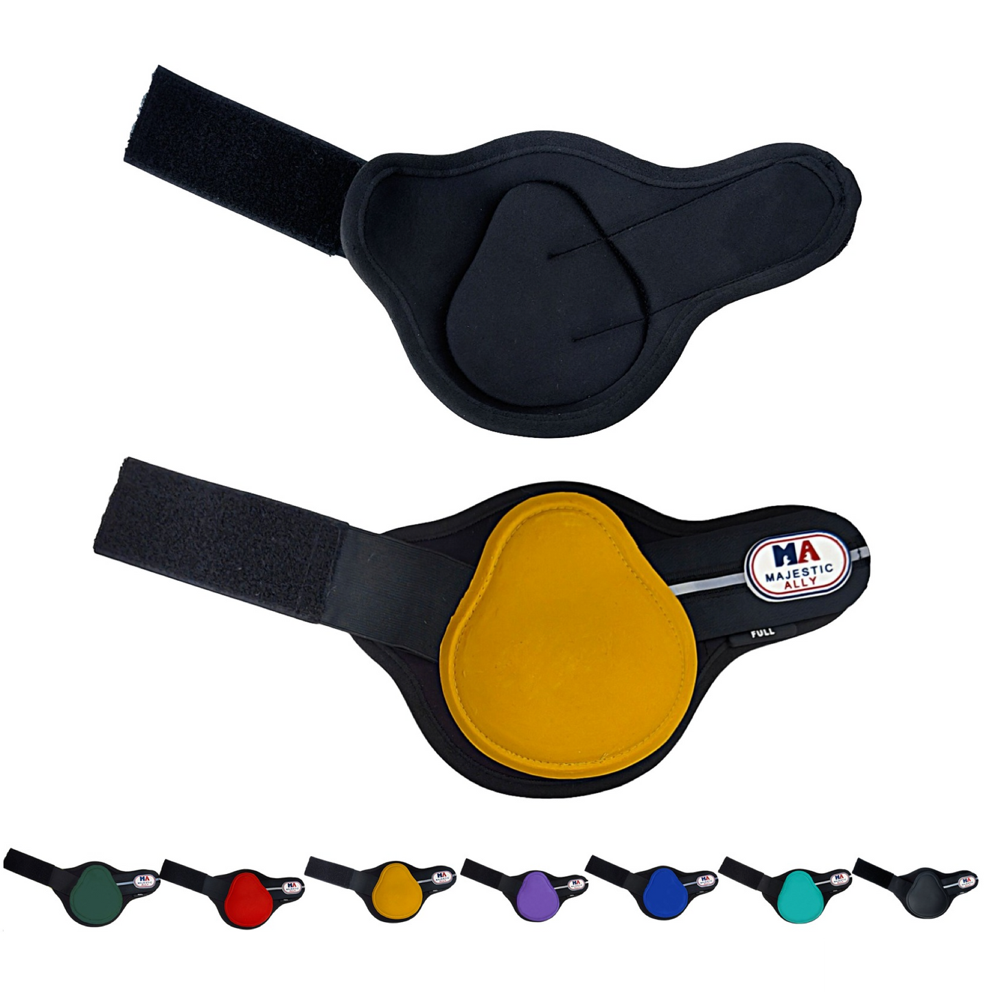 Majestic Ally Horse Leg Protection Fetlock and Tendon Boots Set, PU Shell, Neoprene Lining, Hook and Loop Closures, Multiple Colors and Sizes