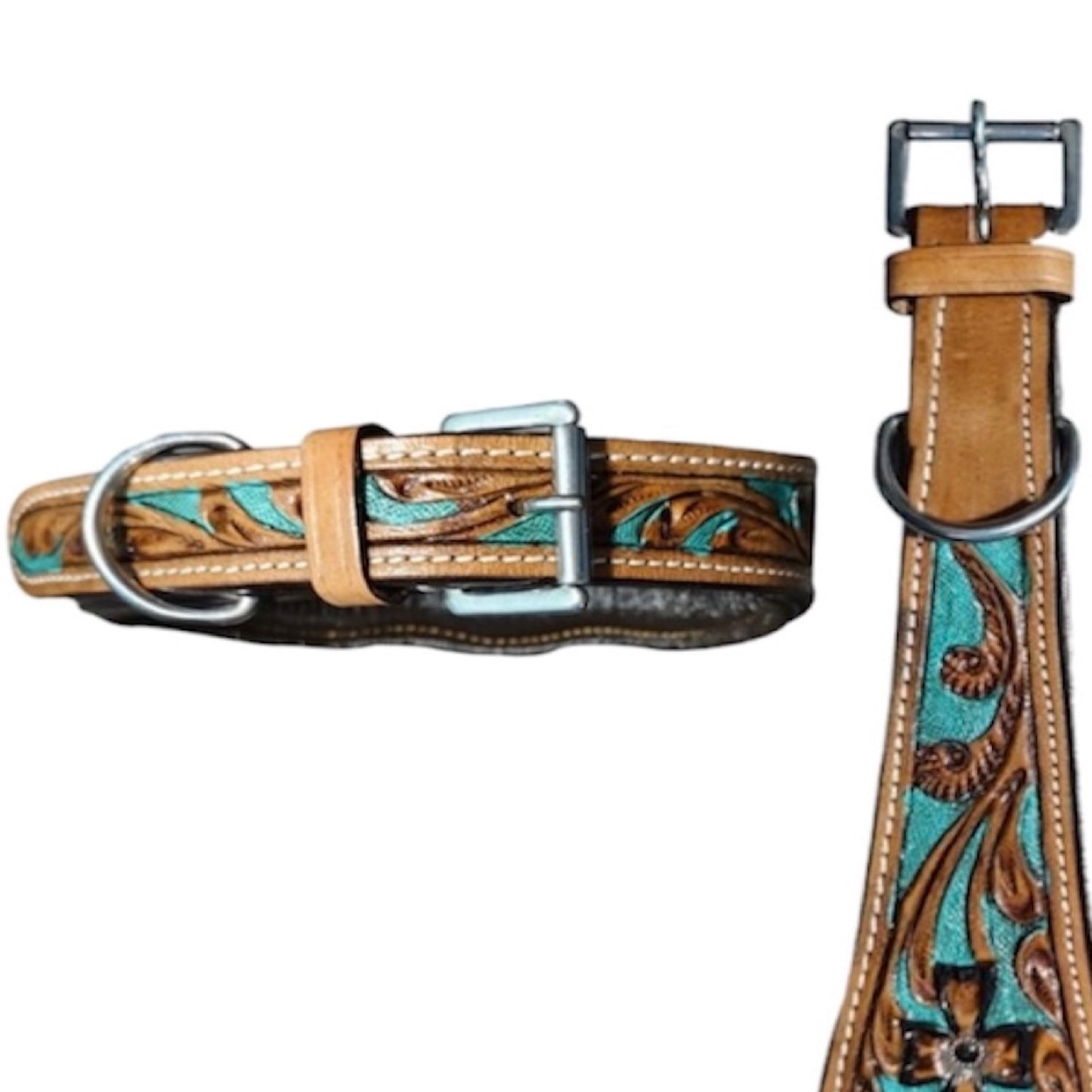 Majestic Ally Leather Dog Collar with Adjustable, Padded Fit for Walking, Hiking, and Running, Designer Western Wear for Puppies, Fancy Colors