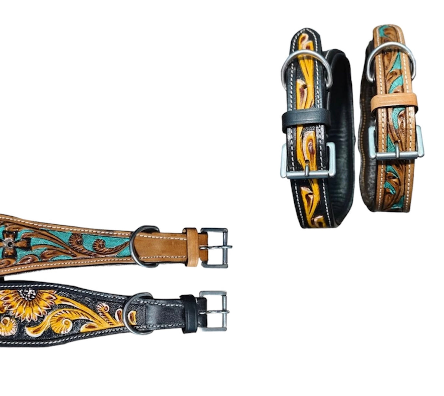 Majestic Ally Leather Dog Collar with Adjustable, Padded Fit for Walking, Hiking, and Running, Designer Western Wear for Puppies, Fancy Colors