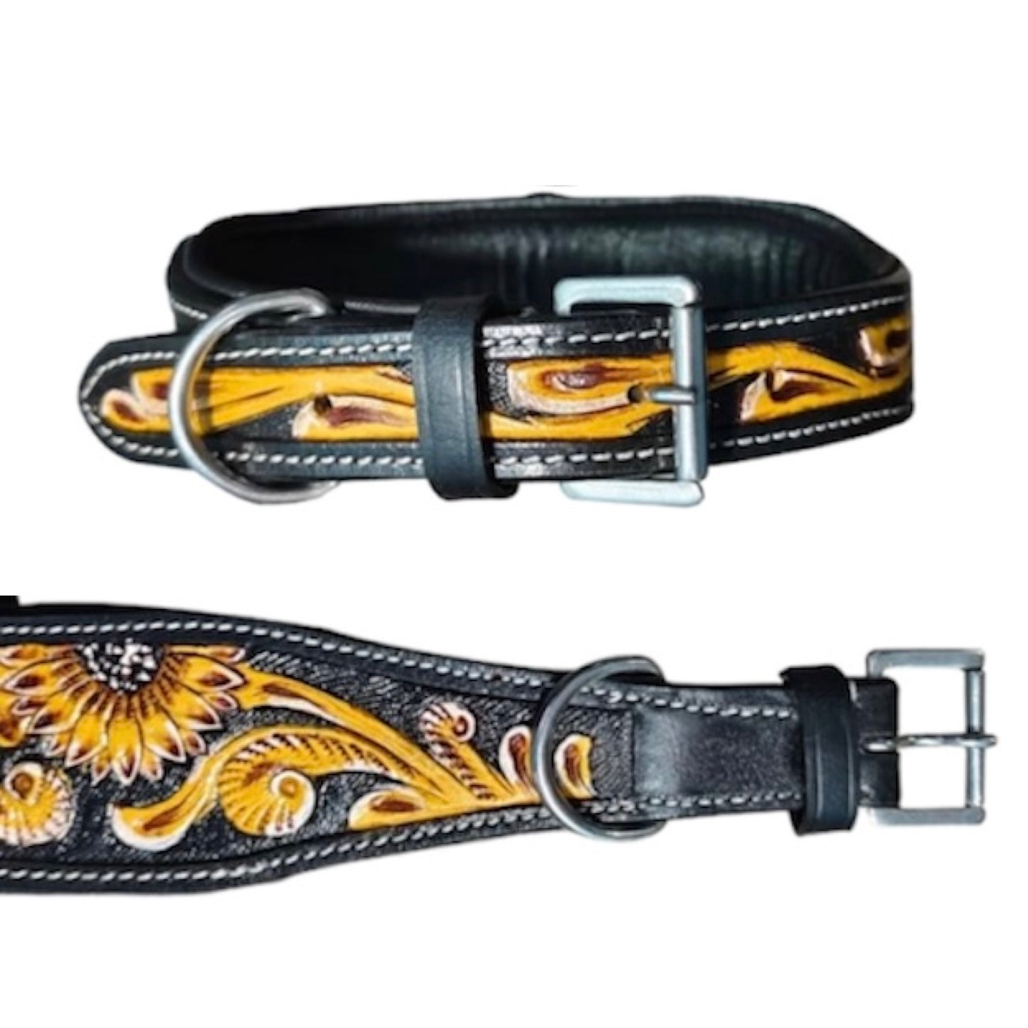 Majestic Ally Genine Leather Dog Collar with Adjustable, Padded Fit for Walking, Hiking, and Running, Designer Western Wear for Puppies, Fancy Customized Colors