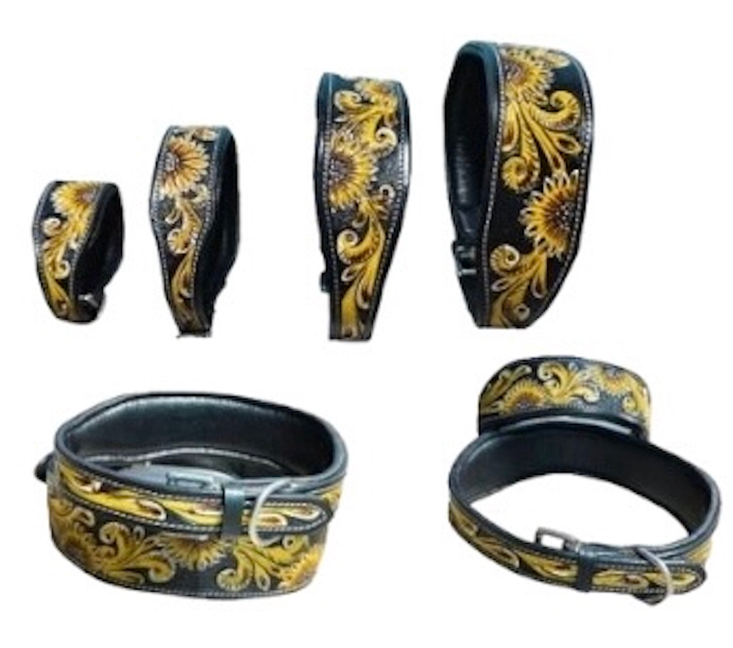 Majestic Ally Genine Leather Dog Collar with Adjustable, Padded Fit for Walking, Hiking, and Running, Designer Western Wear for Puppies, Fancy Customized Colors