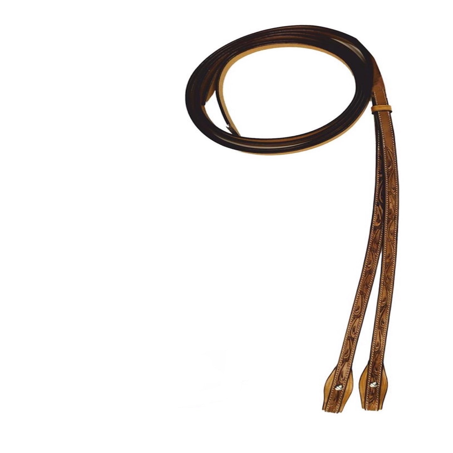 Majestic Ally Tooled Leather Reins – 8 ft Long, 5/8” Wide | Western Riding Split Reins for Horses