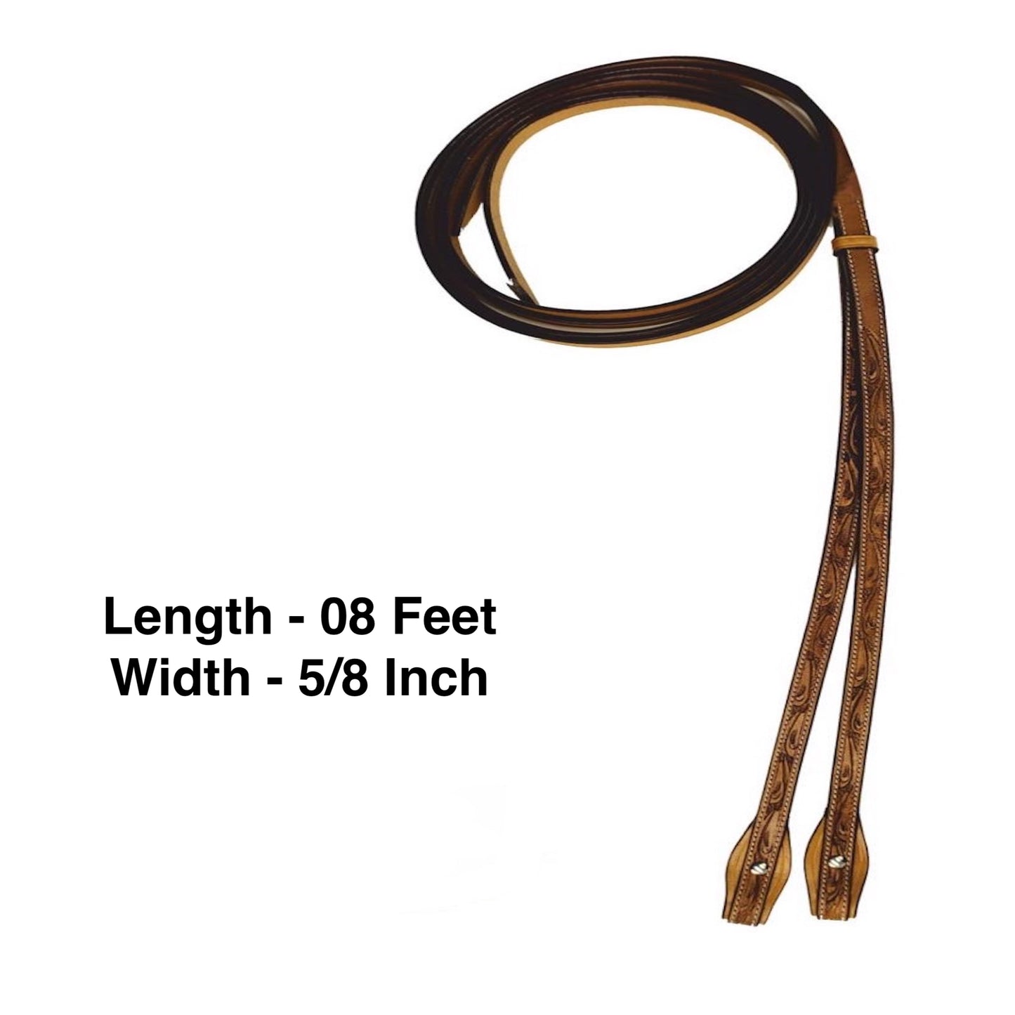 Majestic Ally Tooled Leather Reins – 8 ft Long, 5/8” Wide | Western Riding Split Reins for Horses