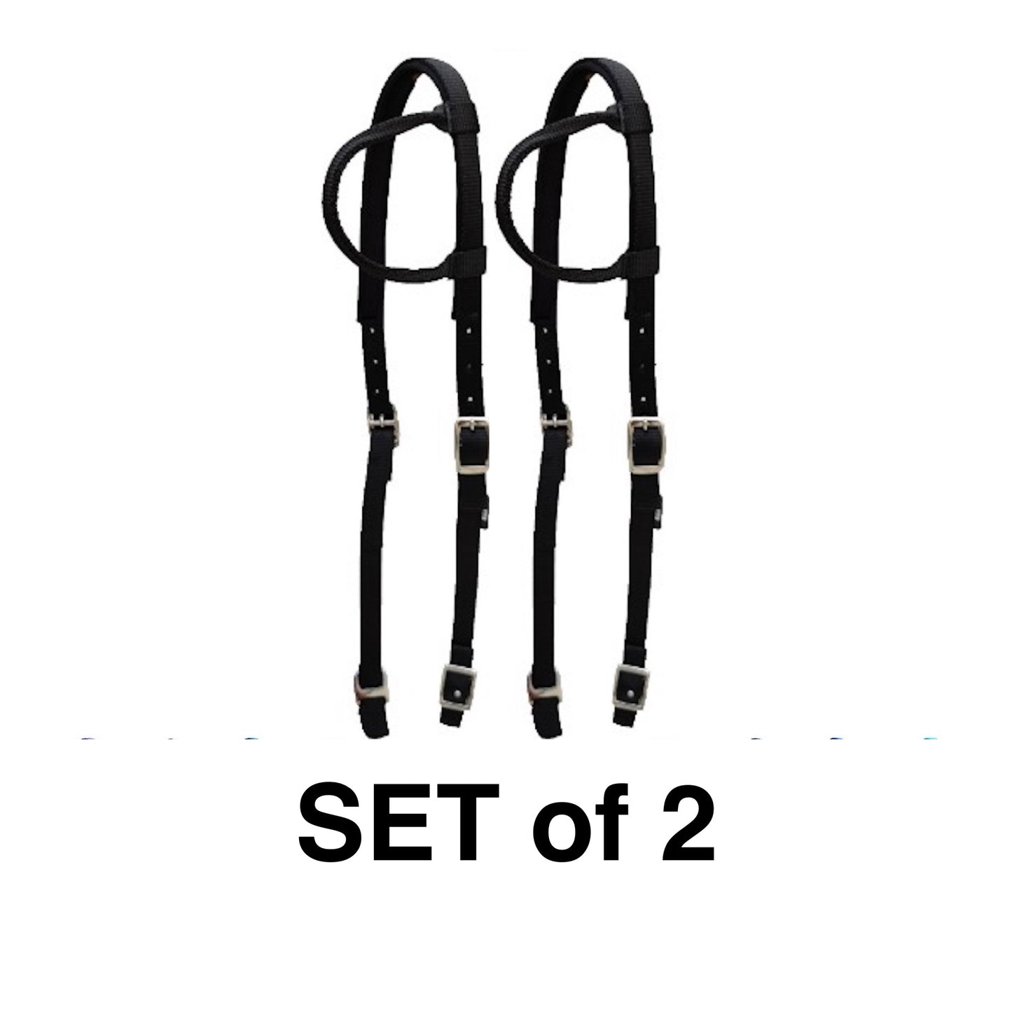 Majestic Ally Nylon Padded Sliding Single Ear Headstall for Horses- Set of 2 - Multiple Colors