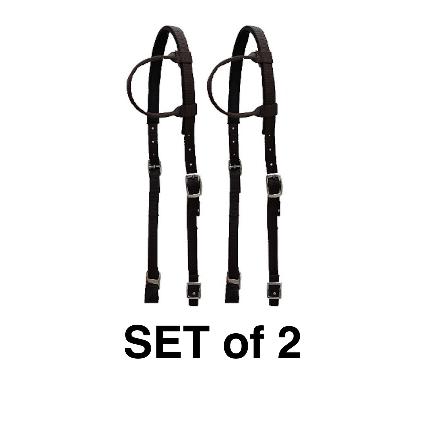 Majestic Ally Nylon Padded Sliding Single Ear Headstall for Horses- Set of 2 - Multiple Colors