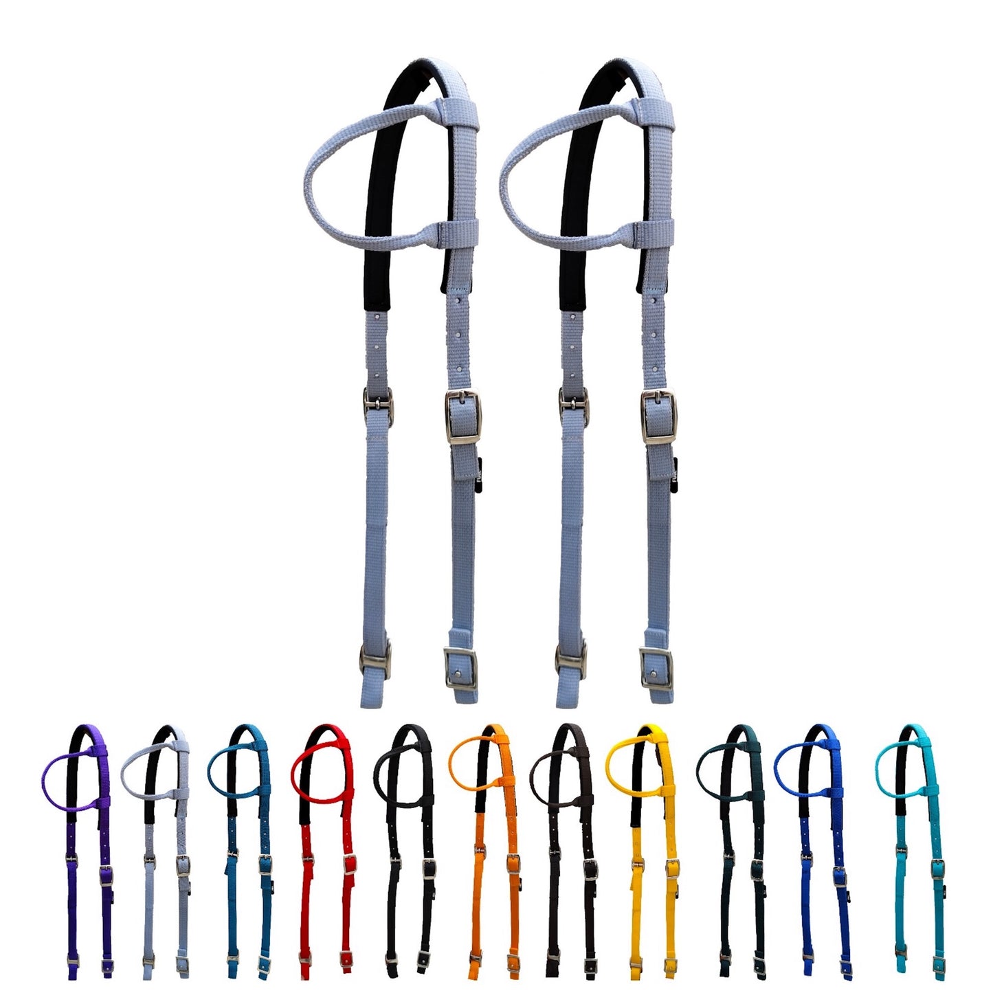Majestic Ally Nylon Padded Sliding Single Ear Headstall for Horses- Set of 2 - Multiple Colors