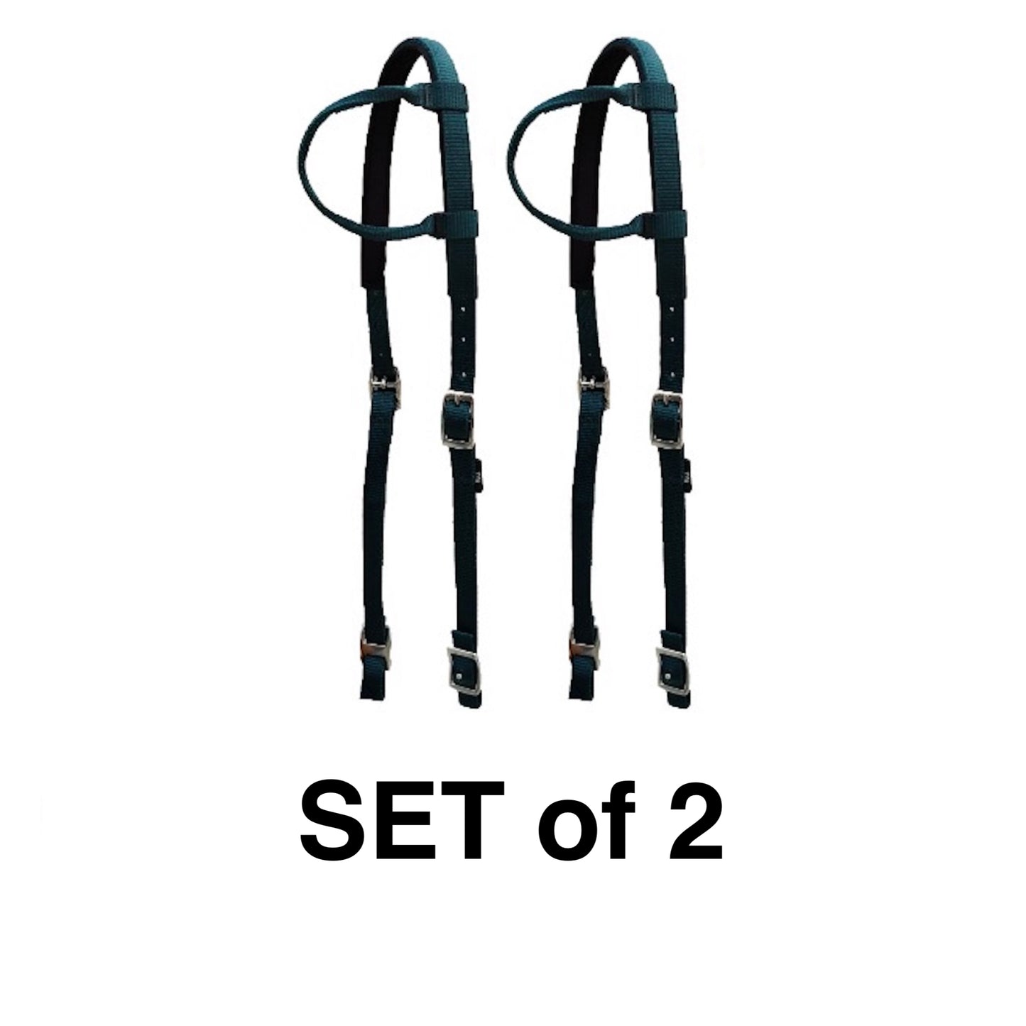 Majestic Ally Nylon Padded Sliding Single Ear Headstall for Horses- Set of 2 - Multiple Colors
