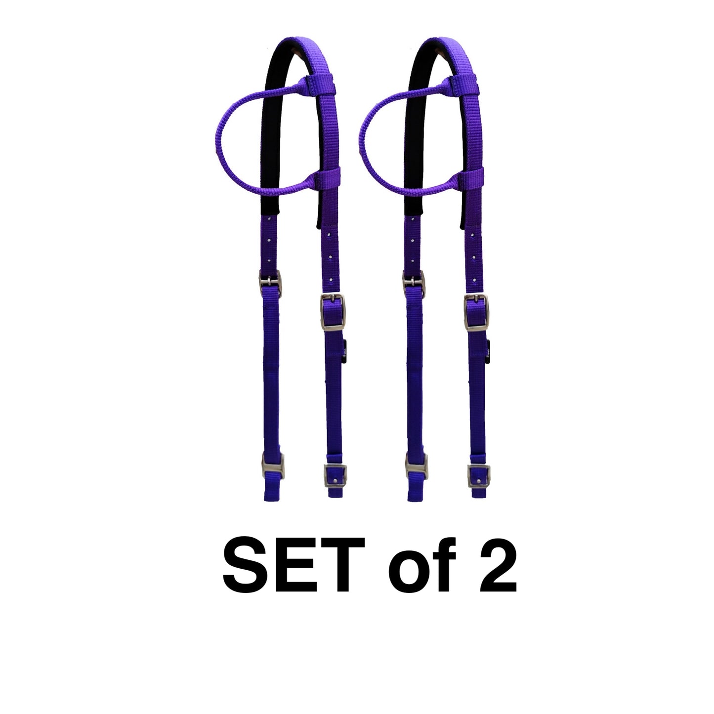 Majestic Ally Nylon Padded Sliding Single Ear Headstall for Horses- Set of 2 - Multiple Colors