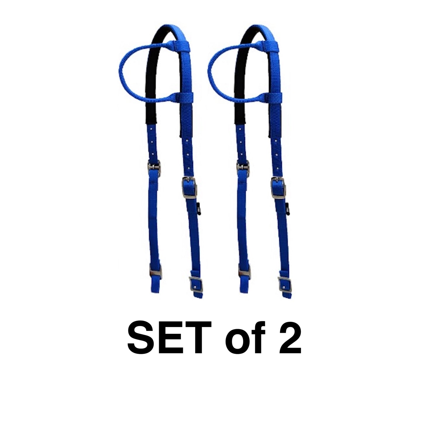 Majestic Ally Nylon Padded Sliding Single Ear Headstall for Horses- Set of 2 - Multiple Colors