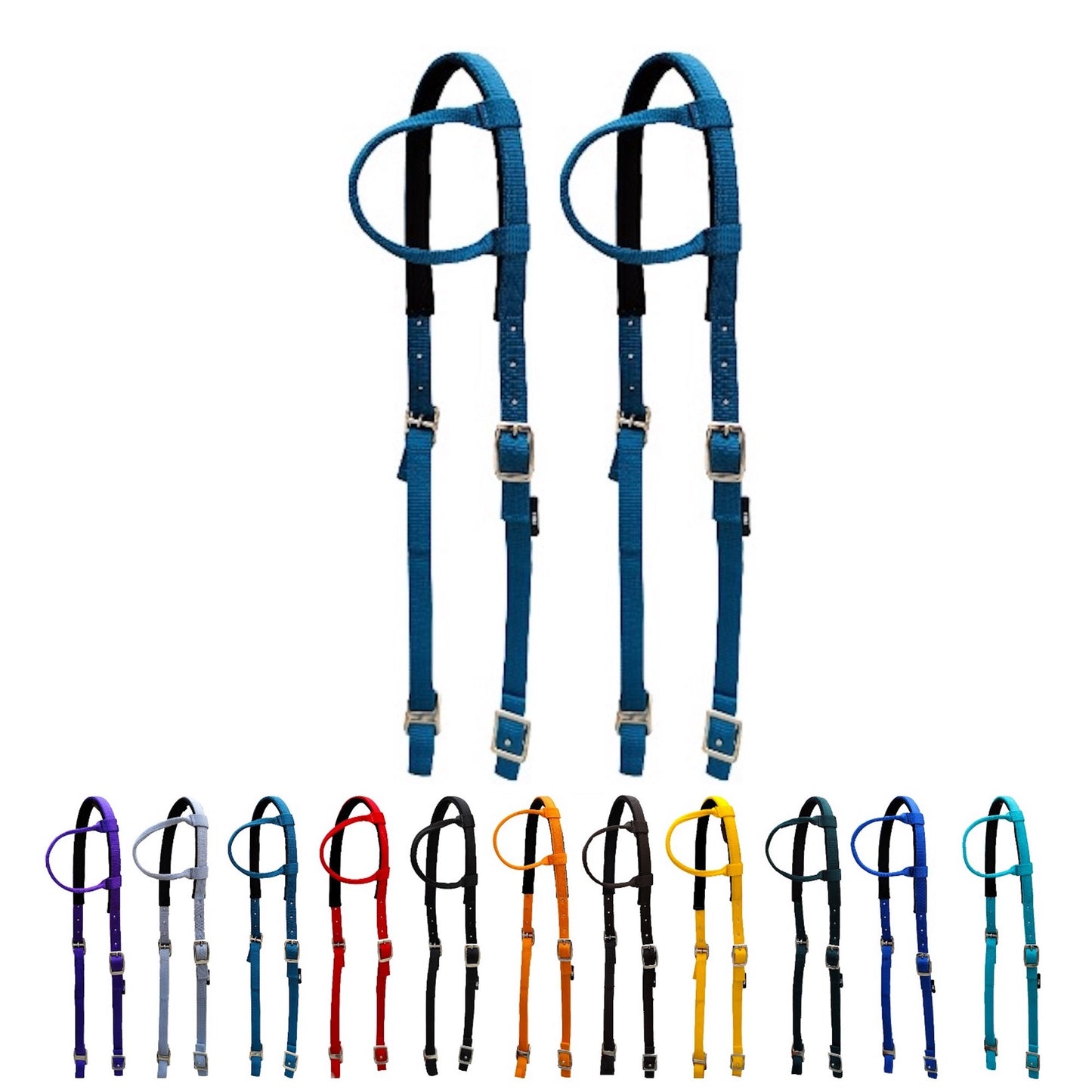 Majestic Ally Nylon Padded Sliding Single Ear Headstall for Horses- Set of 2 - Multiple Colors