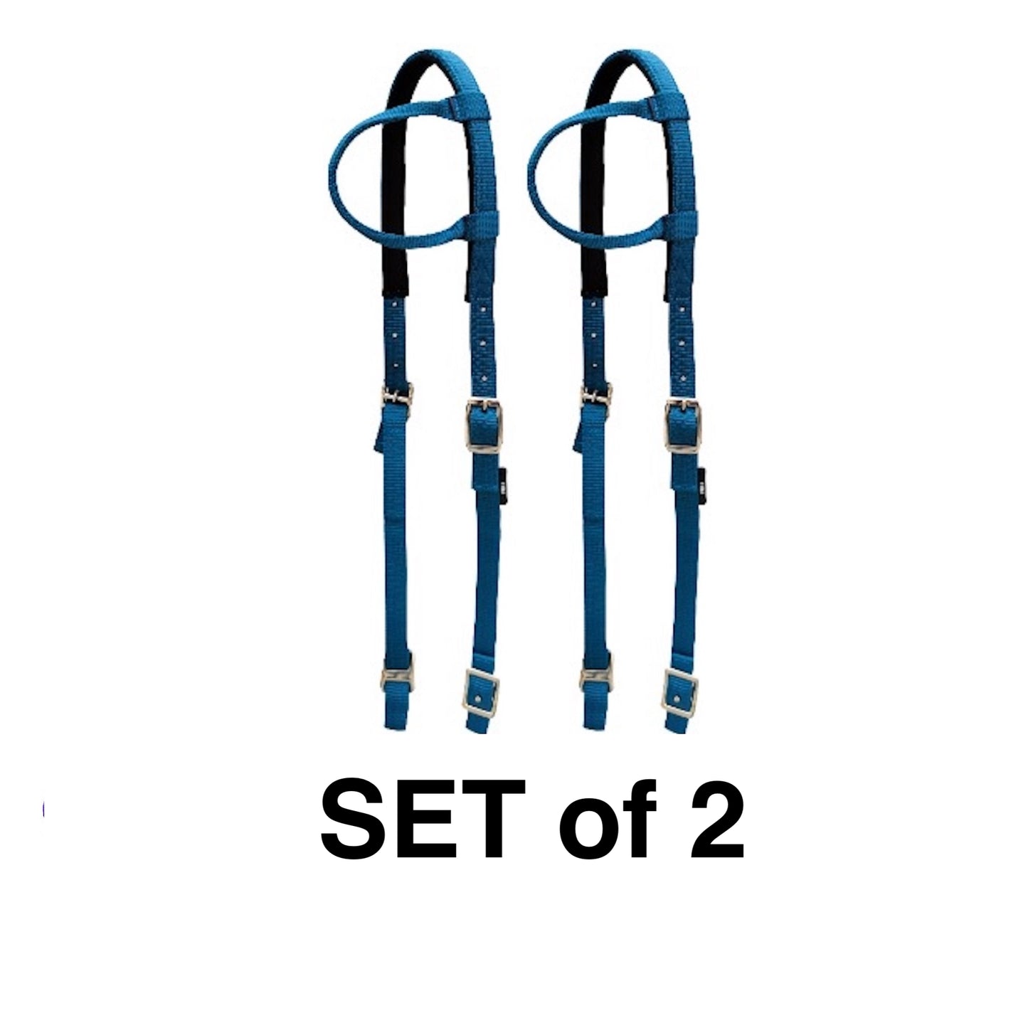 Majestic Ally Nylon Padded Sliding Single Ear Headstall for Horses- Set of 2 - Multiple Colors