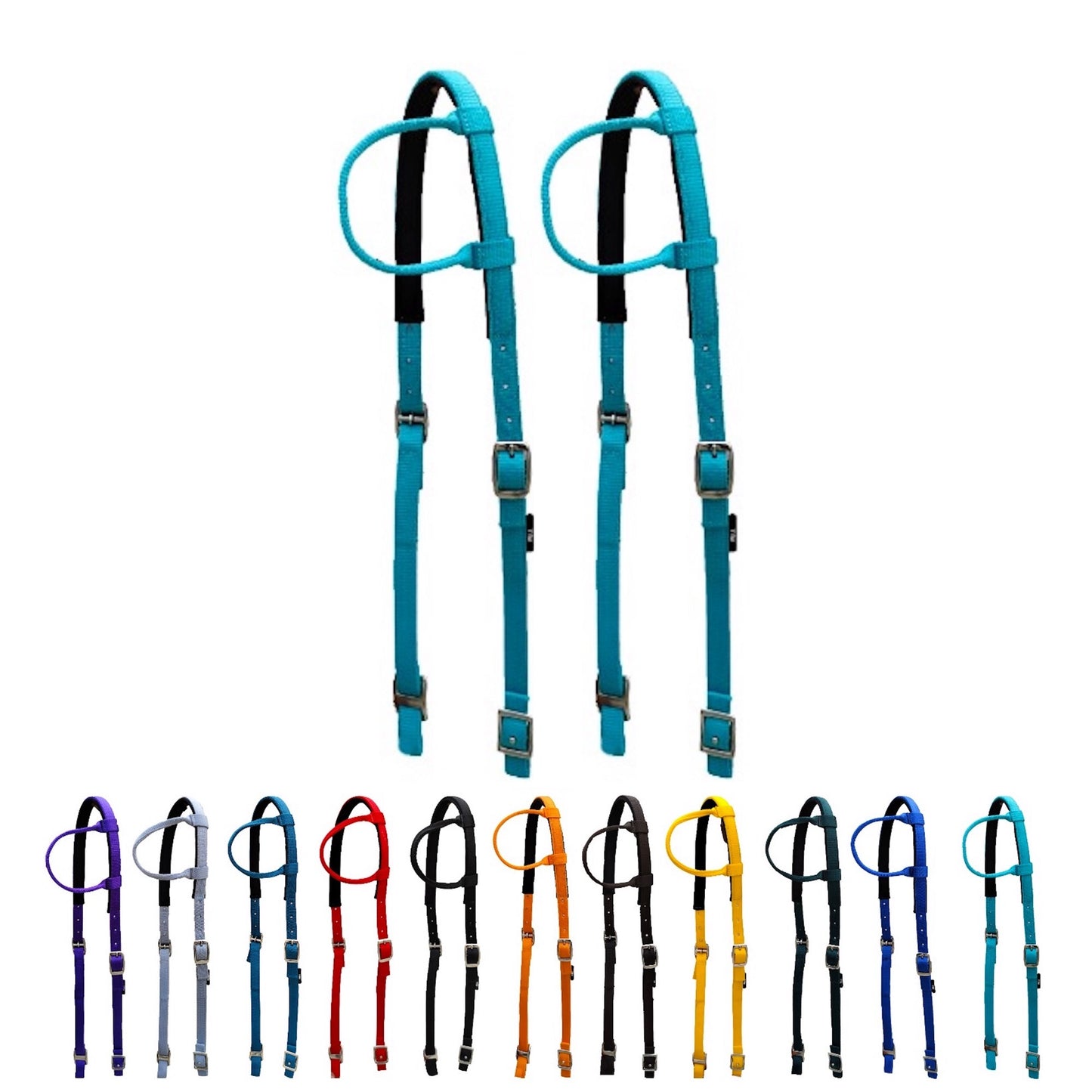 Majestic Ally Nylon Padded Sliding Single Ear Headstall for Horses- Set of 2 - Multiple Colors