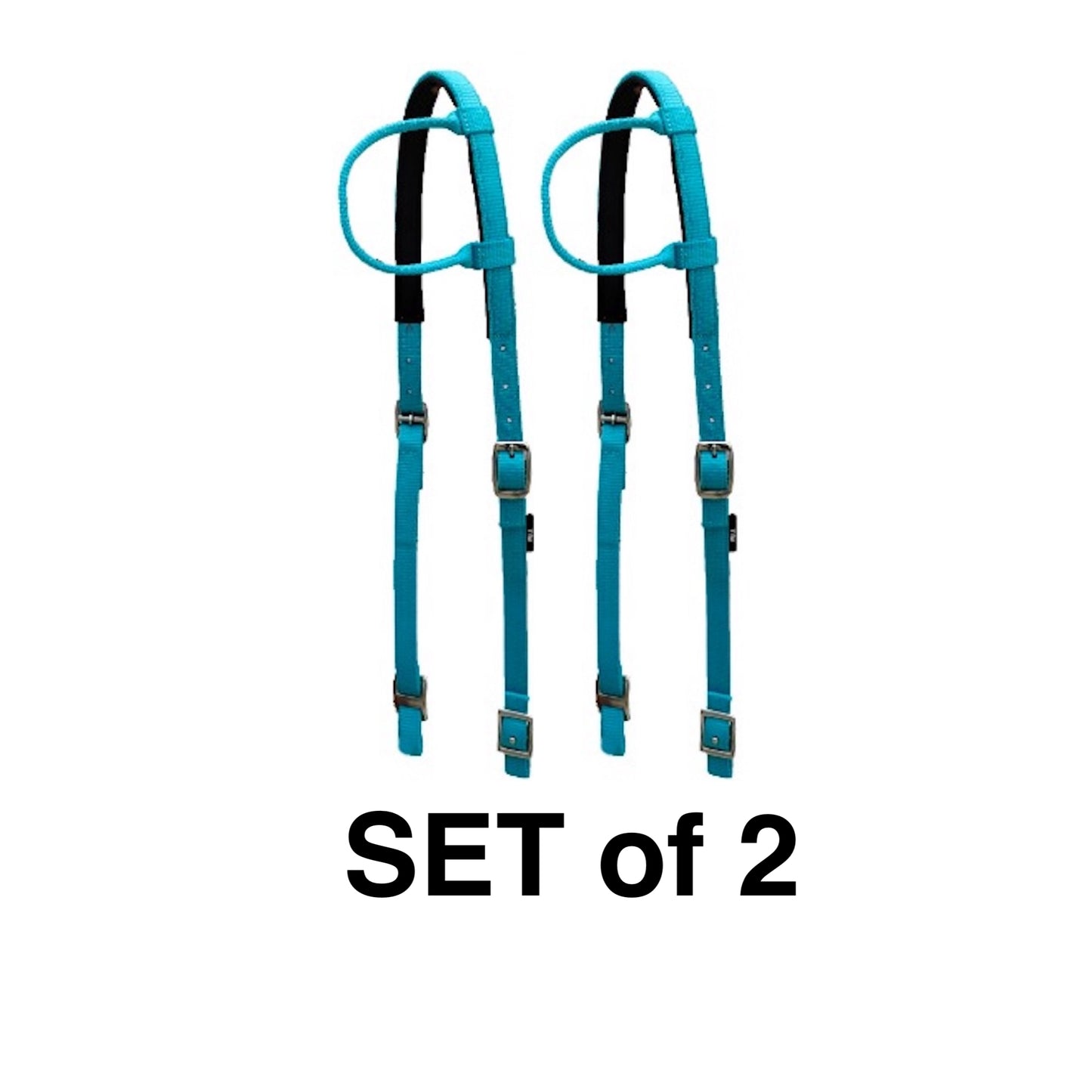 Majestic Ally Nylon Padded Sliding Single Ear Headstall for Horses- Set of 2 - Multiple Colors