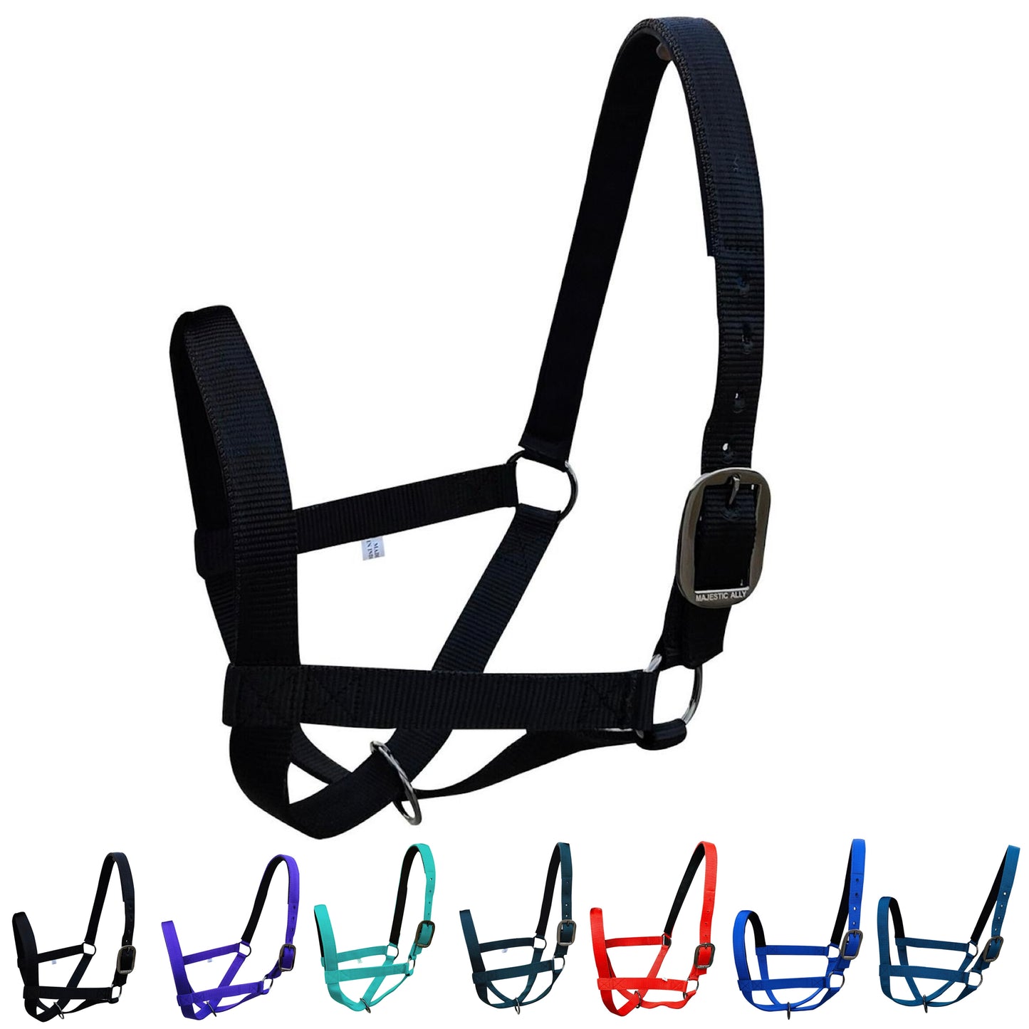 Majestic Ally Adjustable Nylon Cattle Halter with Padded Crown and Nose - 6-Month Warranty