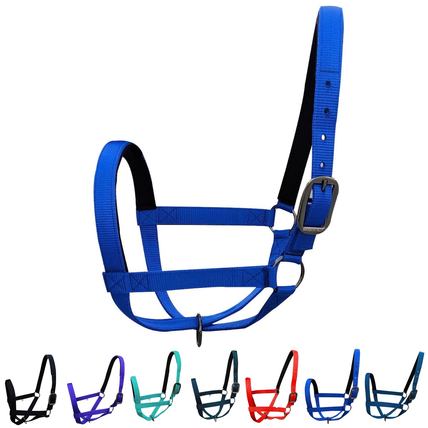 Majestic Ally Adjustable Nylon Cattle Halter with Padded Crown and Nose - 6-Month Warranty