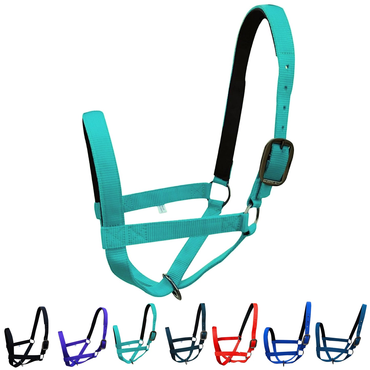Majestic Ally Adjustable Nylon Cattle Halter with Padded Crown and Nose - 6-Month Warranty