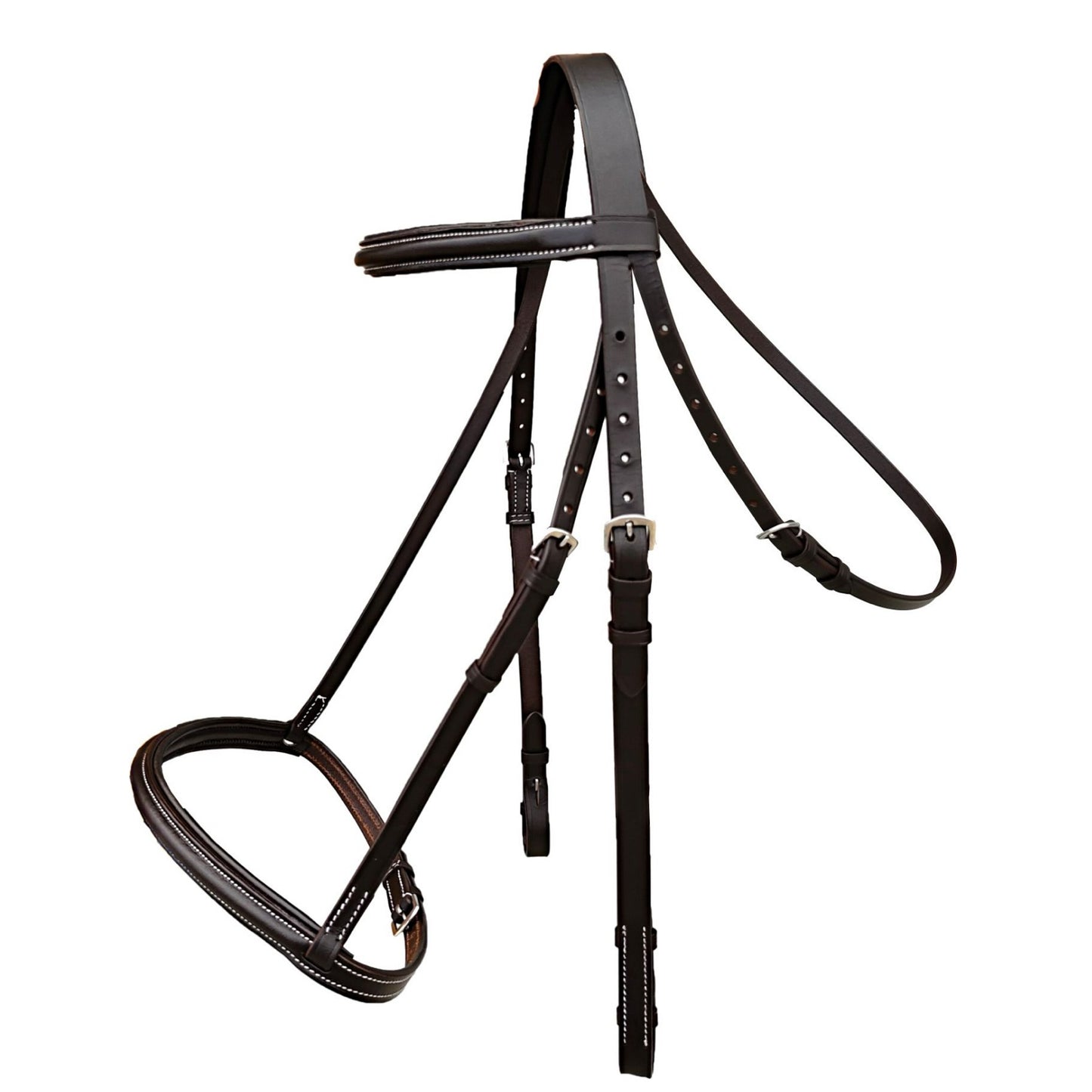 Majestic Ally Padded Raised English Bridle, Premium Leather, Matching Laced Reins
