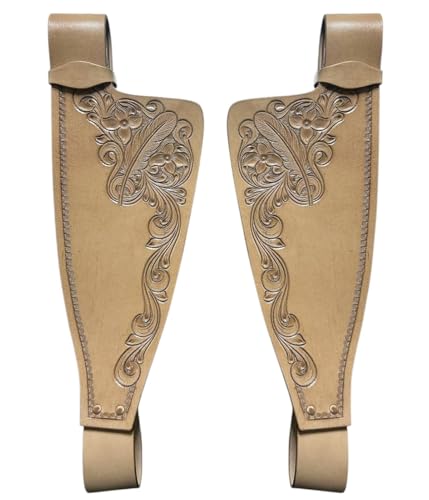 Majestic Ally Tooled Leather Western Saddle Fenders – Floral Carved Replacement Fenders for Western Saddles – Multiple Tooling Designs & Color Tones