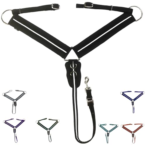 Majestic Ally 3" Wide Nylon Neoprene Padded Reflective Breast Collar Horse (Black-Red, Full)