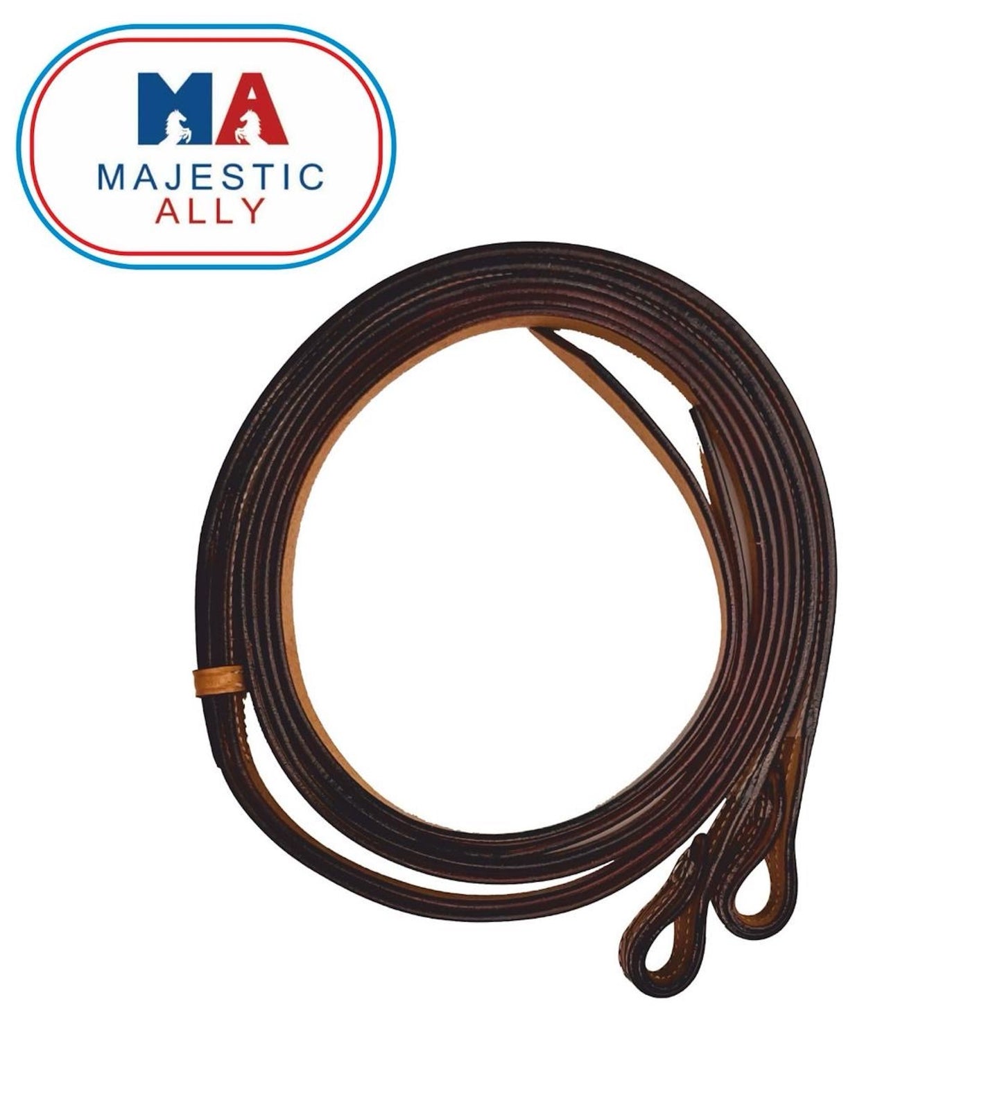 Majestic Ally Tooled Leather Reins – 8 ft Long, 5/8” Wide | Western Riding Split Reins for Horses