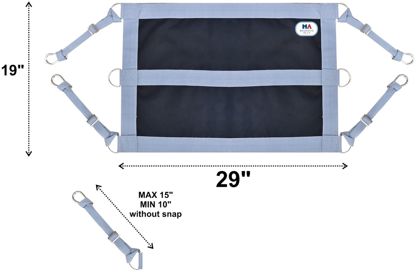 Majestic Ally 1200D 29"x19" Horse Stall Guard with Replaceable and Adjustable Length Straps and Replaceable Hardware