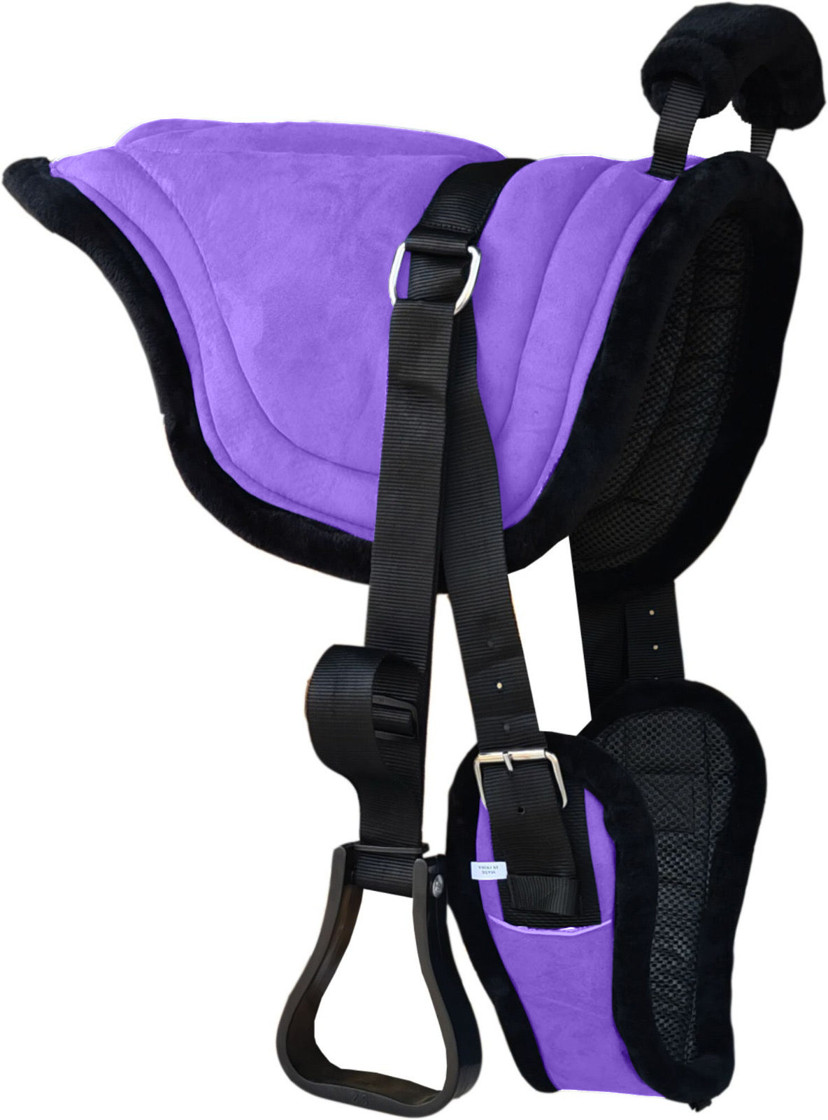 Majestic Ally Padded Suede Leather Bareback Pad Horse Riding Pad with Non Slip Breathable Girth & Stirrups