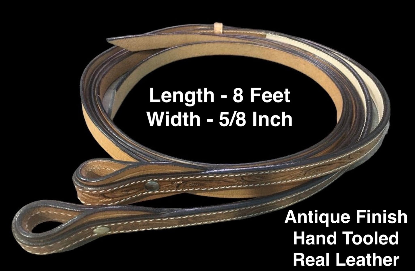 Majestic Ally Tooled Leather Reins – 8 ft Long, 5/8” Wide | Western Riding Split Reins for Horses