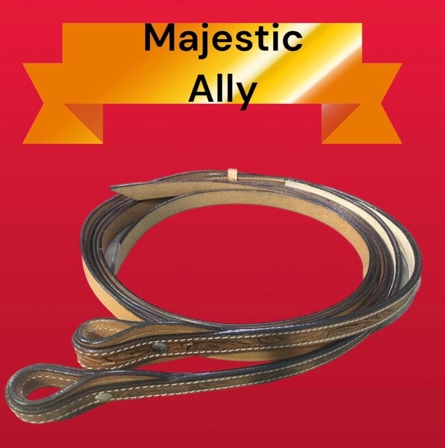 Majestic Ally Tooled Leather Reins – 8 ft Long, 5/8” Wide | Western Riding Split Reins for Horses
