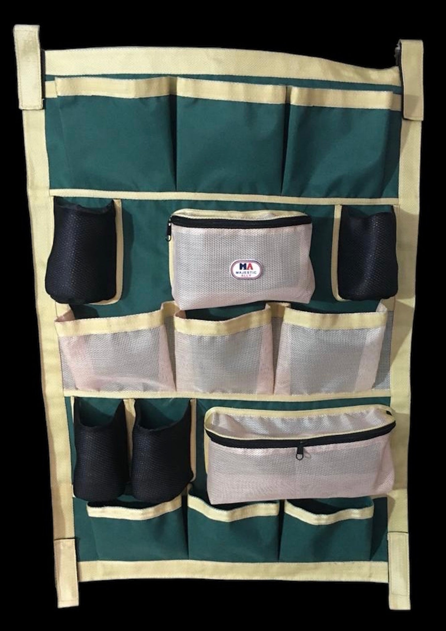 Majestic Ally Nylon Heavy Duty Tack Grooming organizer bag, Trailer door organizing Bag, Equine accessories organizer