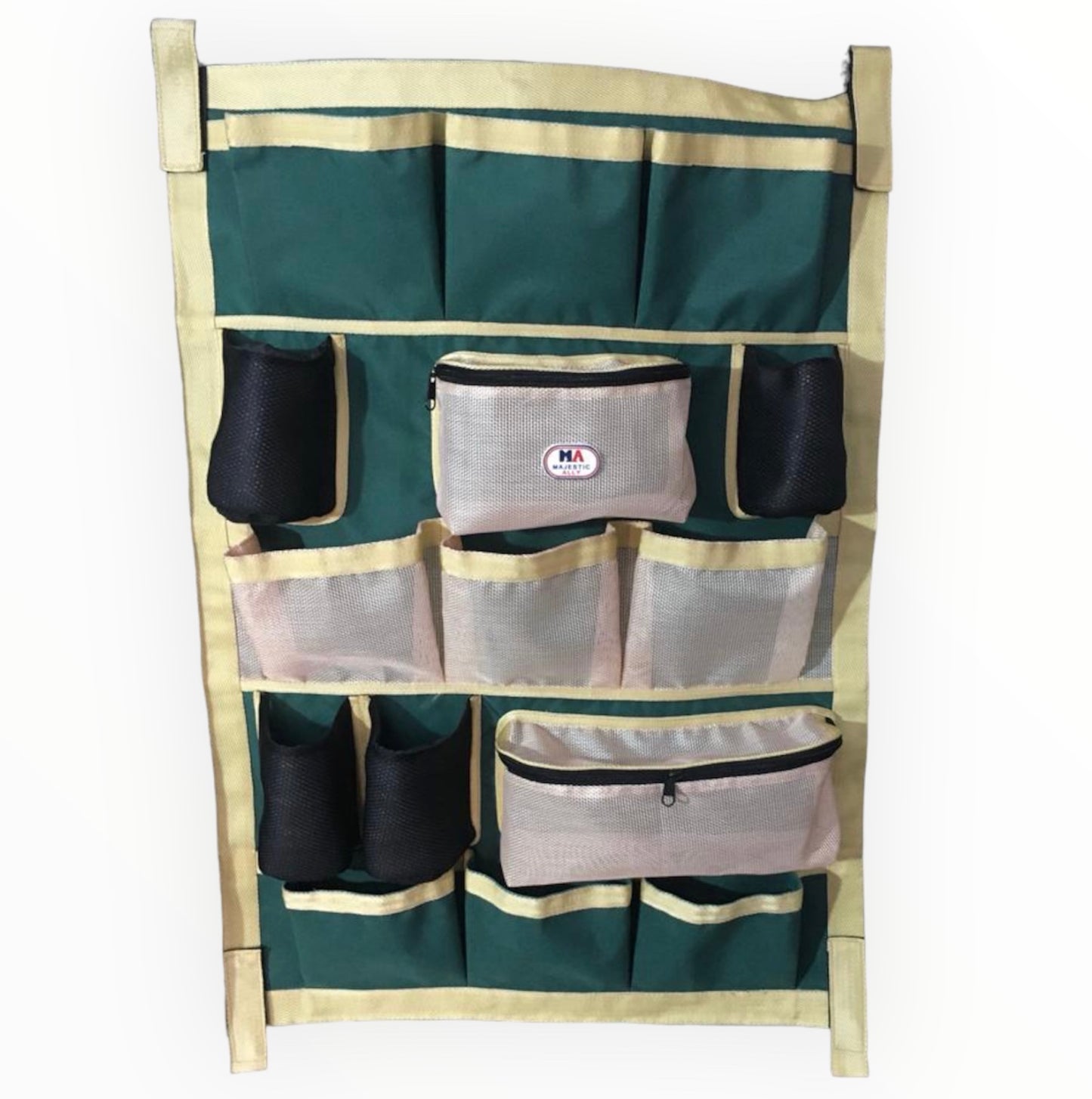 Majestic Ally Nylon Heavy Duty Tack Grooming organizer bag, Trailer door organizing Bag, Equine accessories organizer