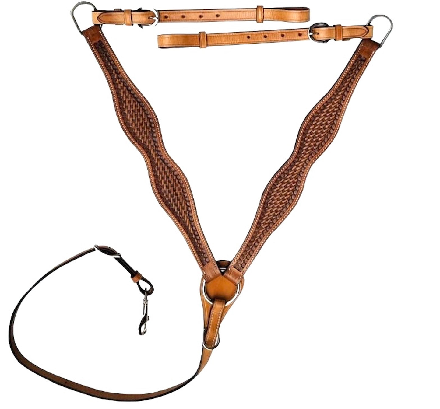 Majestic Ally Hand-Tooled Antique Finish Natural Leather Horse Breast Collar