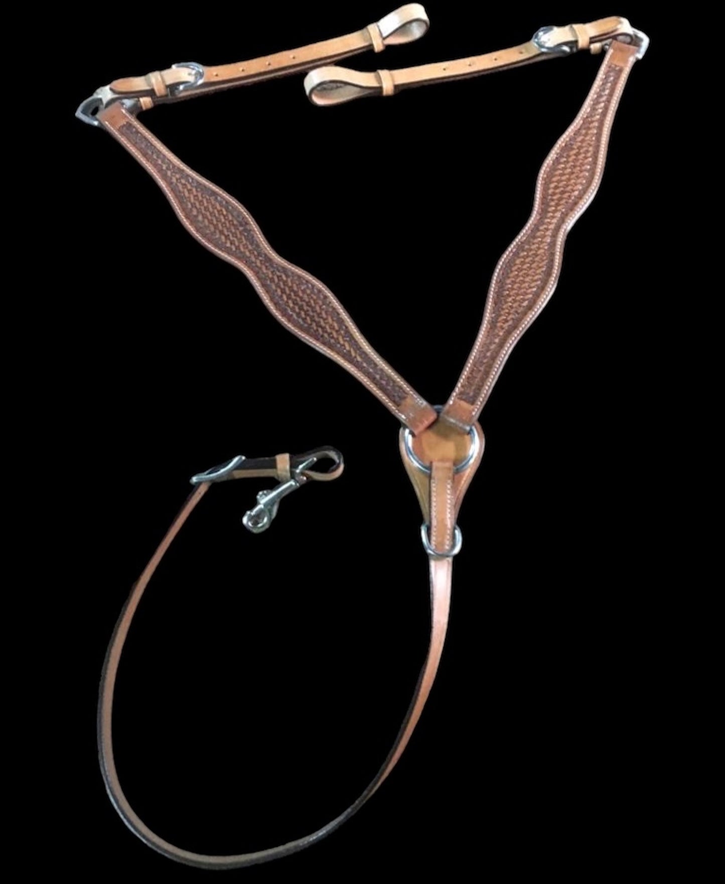 Majestic Ally Hand-Tooled Antique Finish Natural Leather Horse Breast Collar