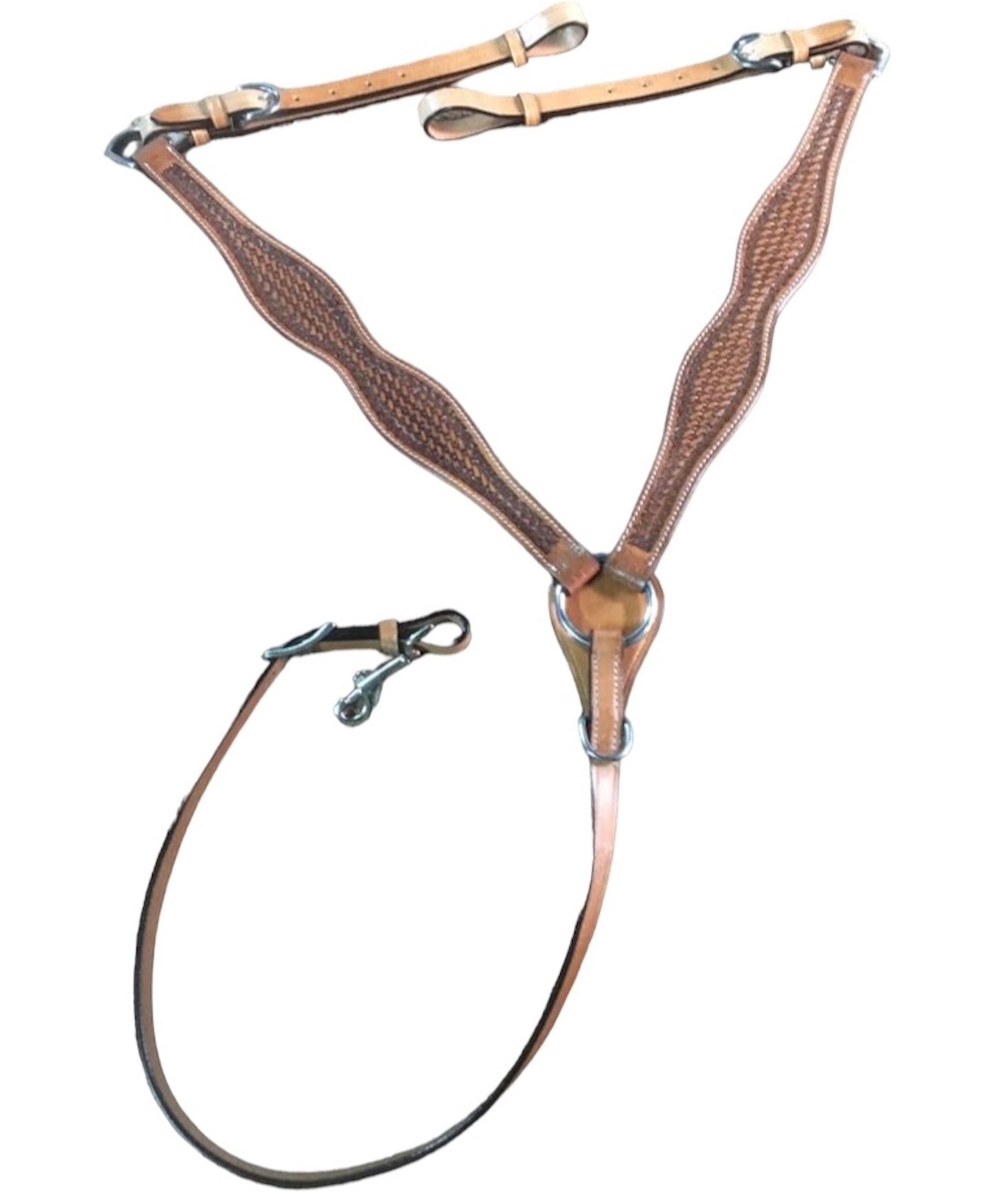 Majestic Ally Hand-Tooled Antique Finish Natural Leather Horse Breast Collar
